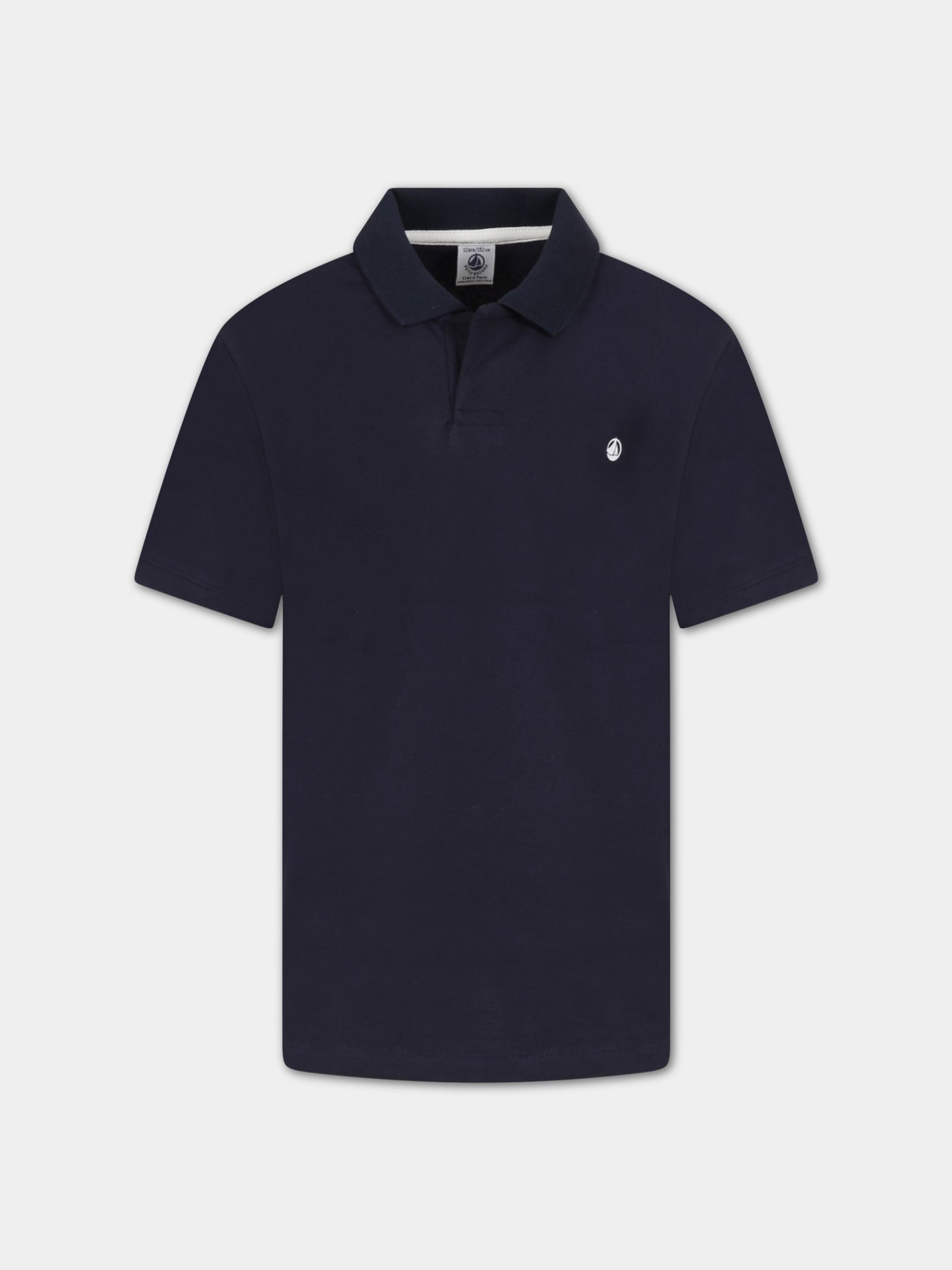 Polo blu per bambino con logo bianco,Petit Bateau,A072G SMOKING