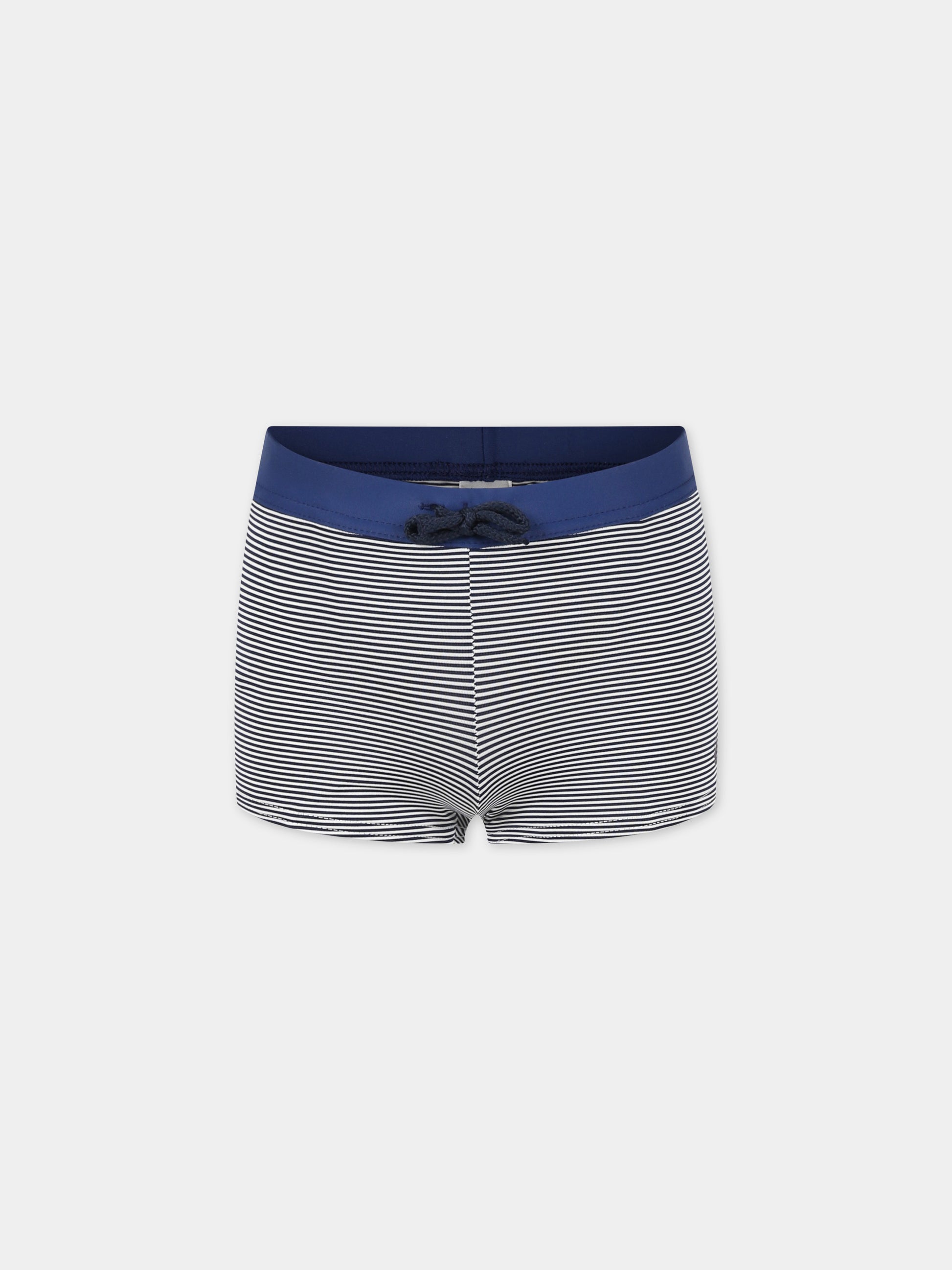 Boxer blu da mare per bambino con iconico logo,Petit Bateau,A03ID MEDIEVAL/MARSHMALLOW