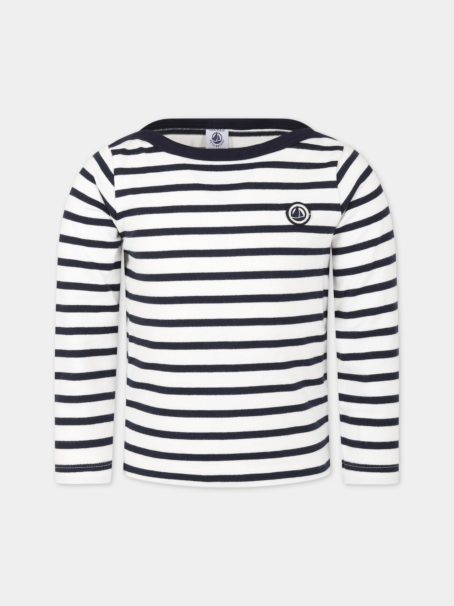 T-shirt multicolor per bambino con patch logo,Petit Bateau,A04O9 MARSHMALLOW/SMOKING