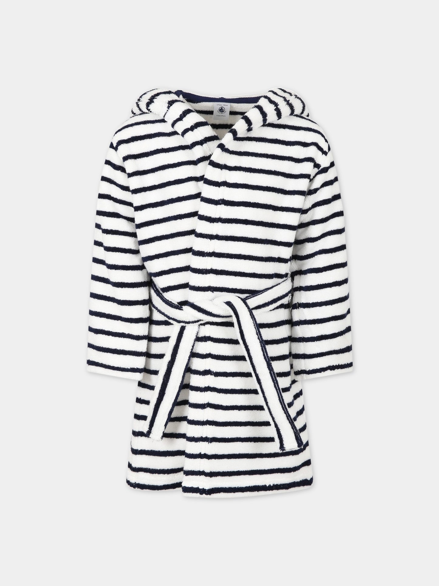 Accappatoio multicolor per bambino con logo,Petit Bateau,A0079 LAIT/MEDIEVAL