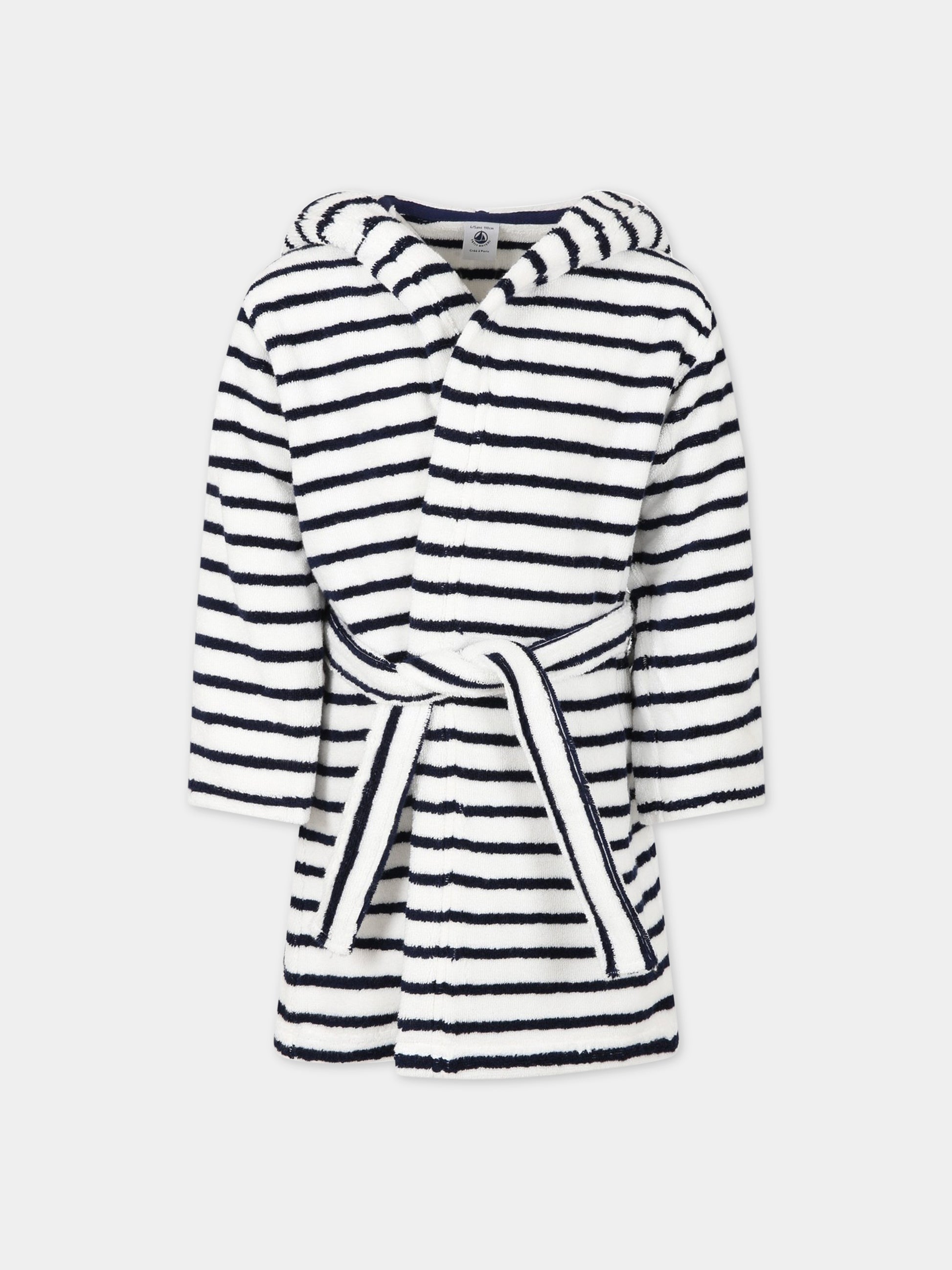 Accappatoio multicolor per bambino con logo,Petit Bateau,A0079 LAIT/MEDIEVAL