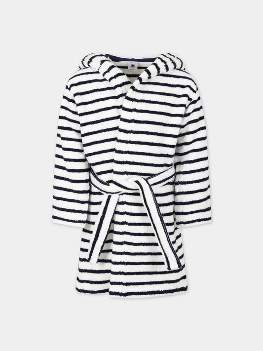 Accappatoio multicolor per bambino con logo,Petit Bateau,A0079 LAIT/MEDIEVAL