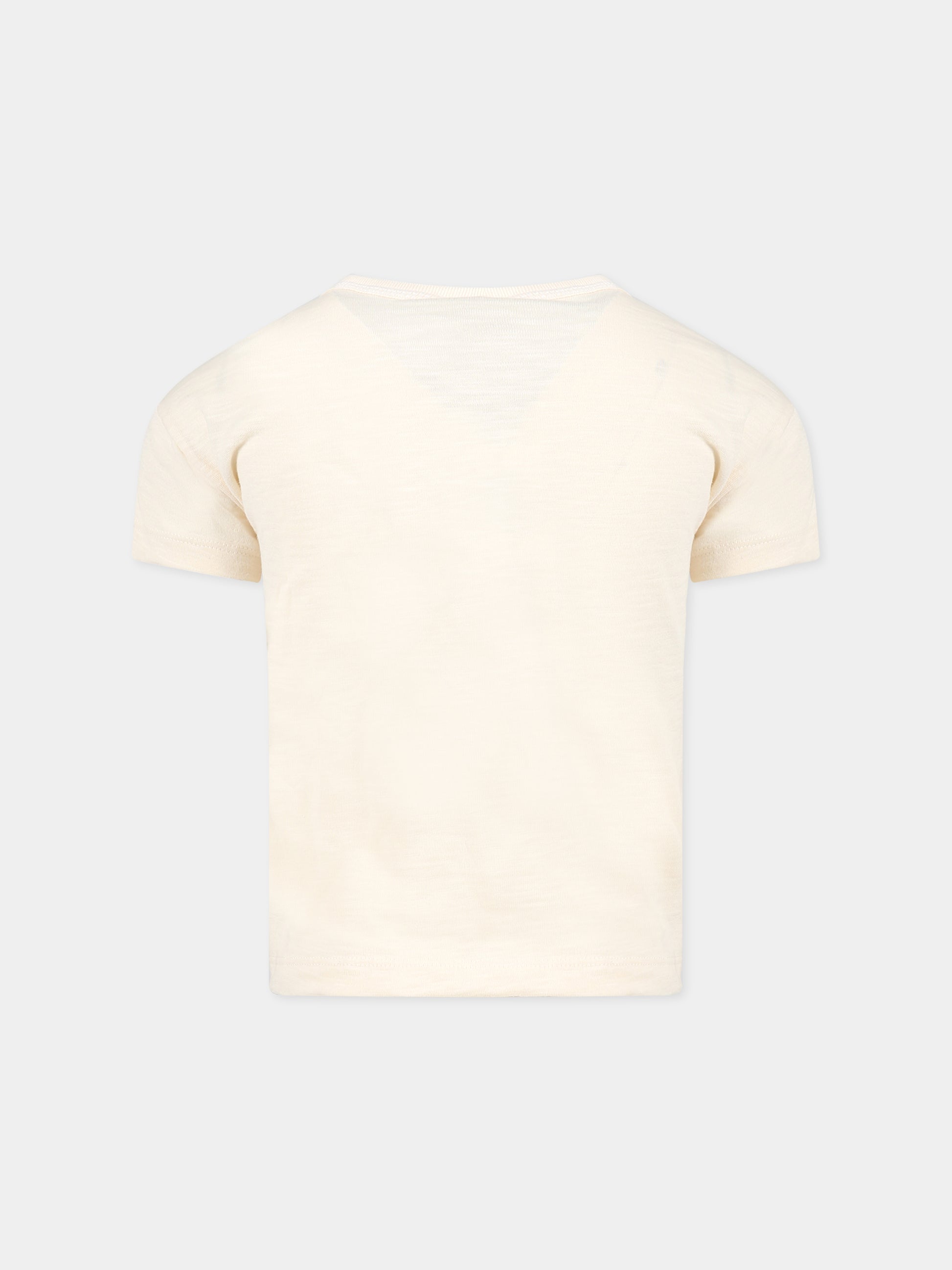 T-shirt avorio per bambino con logo,Petit Bateau,A07CD AVALANCHE