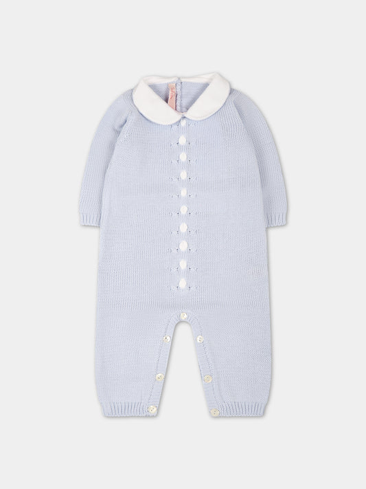 Tutina celeste per neonato con dettagli bianchi,Scaldacuore,TR01