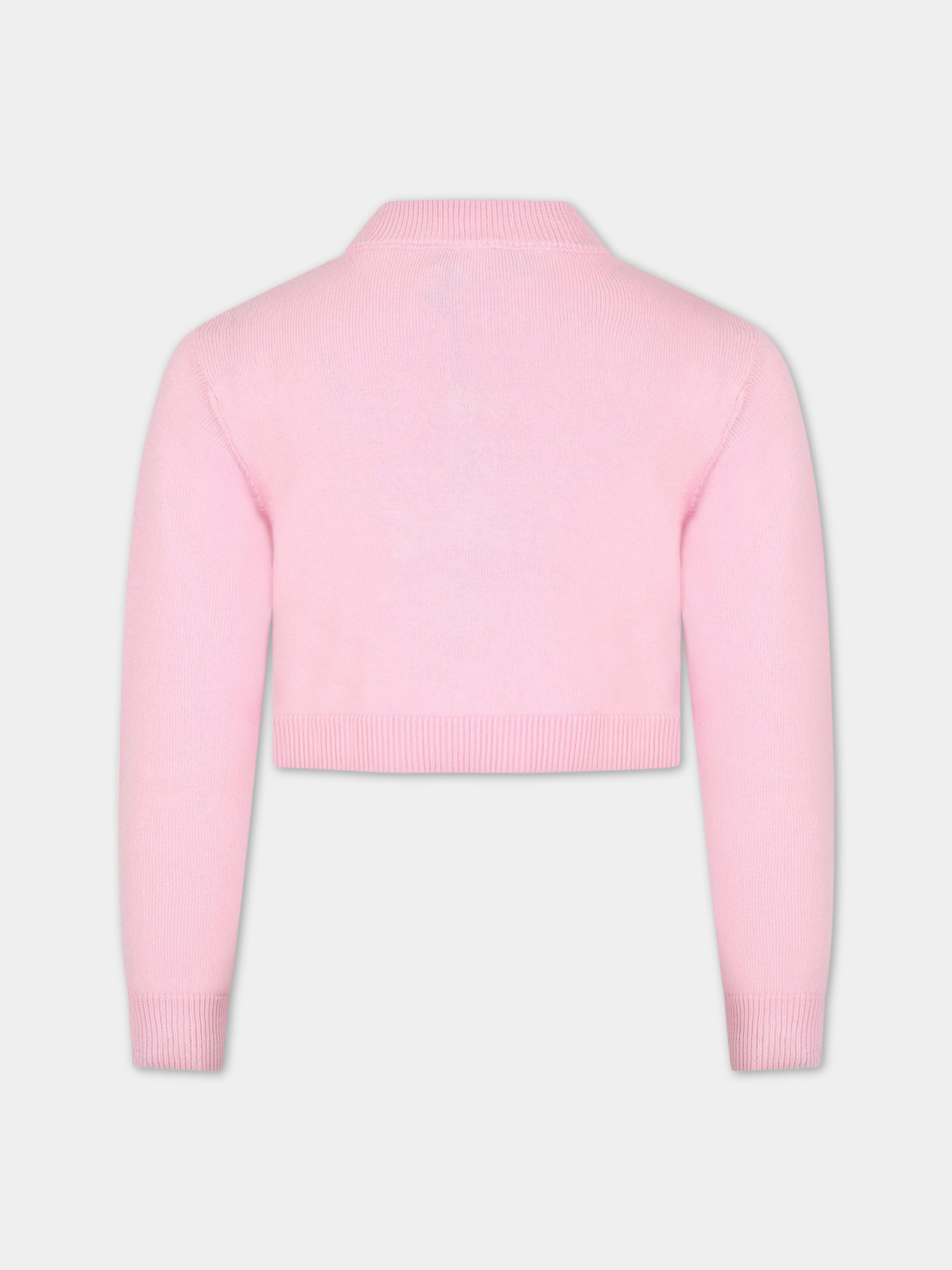 Cardigan rosa per bambina con fiocchi,Simonetta,SS9A80 X0003 501