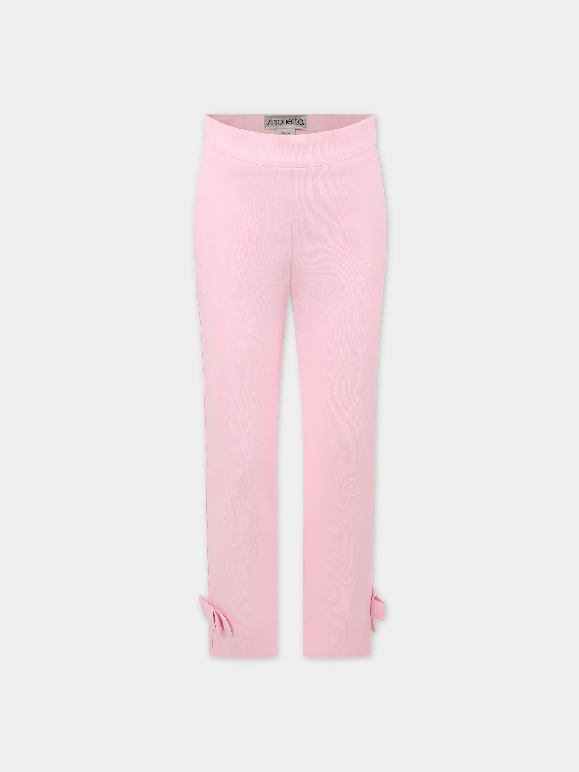 Pantaloni rosa per bambina con fiocco,Simonetta,SS6B21 G0097 555