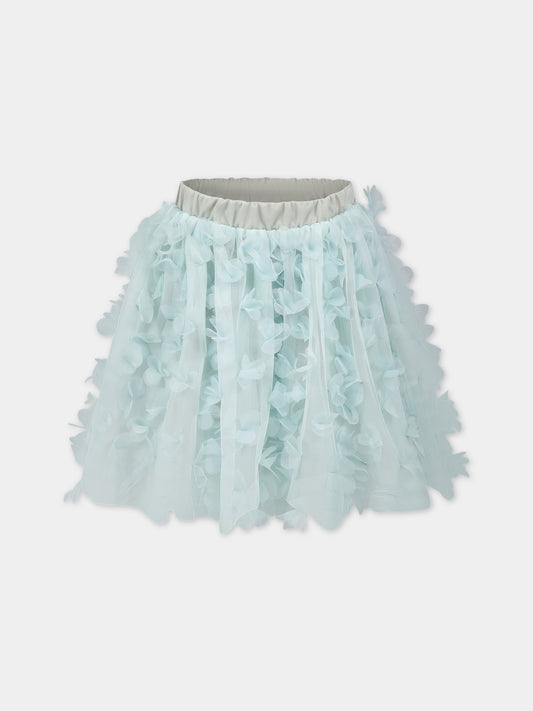 Gonna verde per bambina con applicazioni in tulle,Simonetta,SS7A71 T0041 708