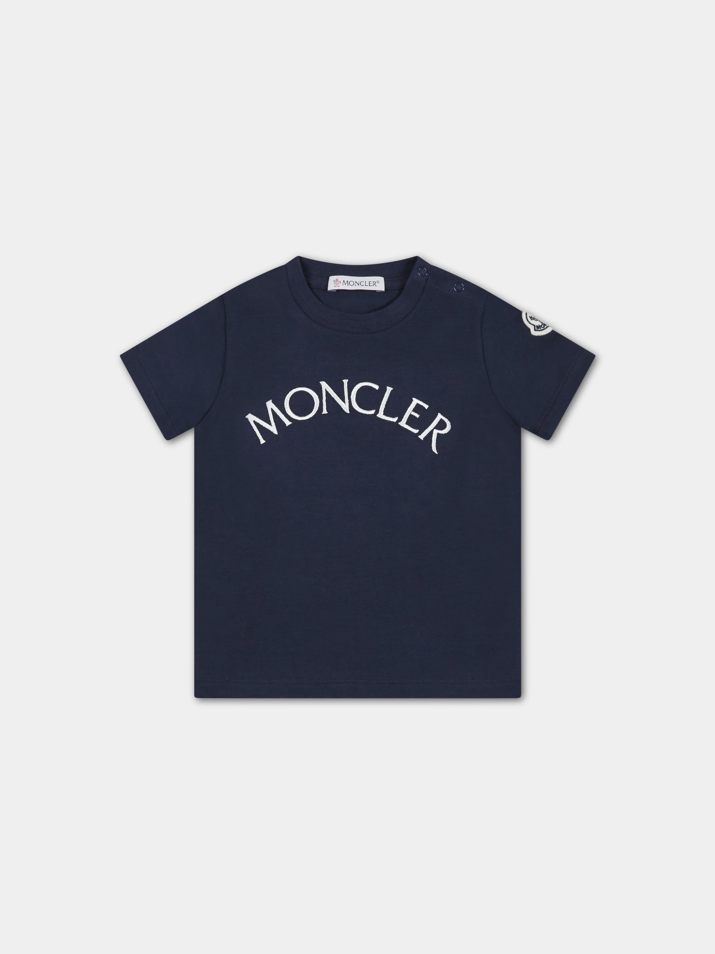 T-shirt blu per neonato con logo,Moncler Kids,951 8C00022 8790N 744