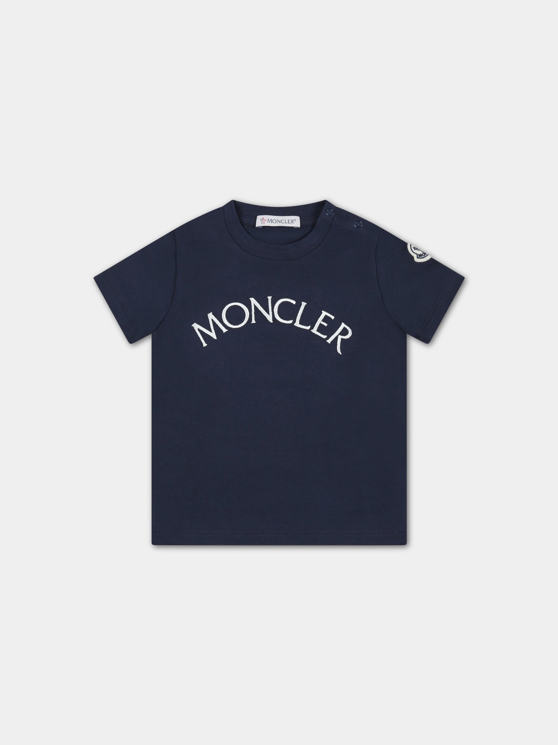 T-shirt blu per neonato con logo,Moncler Kids,951 8C00022 8790N 744
