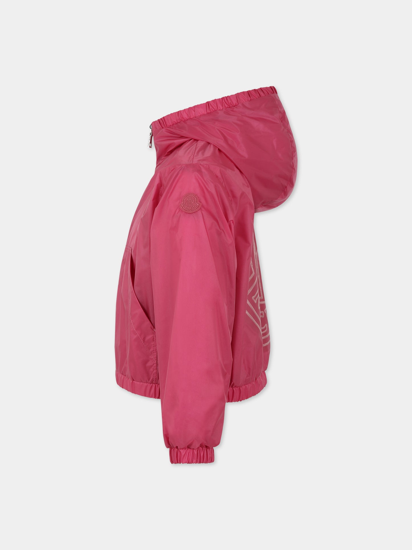 Giacca a vento fucsia per bambina con logo,Moncler Kids,954 1A00064 595YT 536