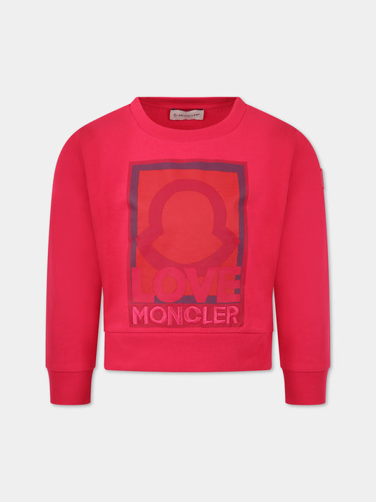 Felpa fucsia per bambina con logo,Moncler Kids,954 8G00030 899VR 562