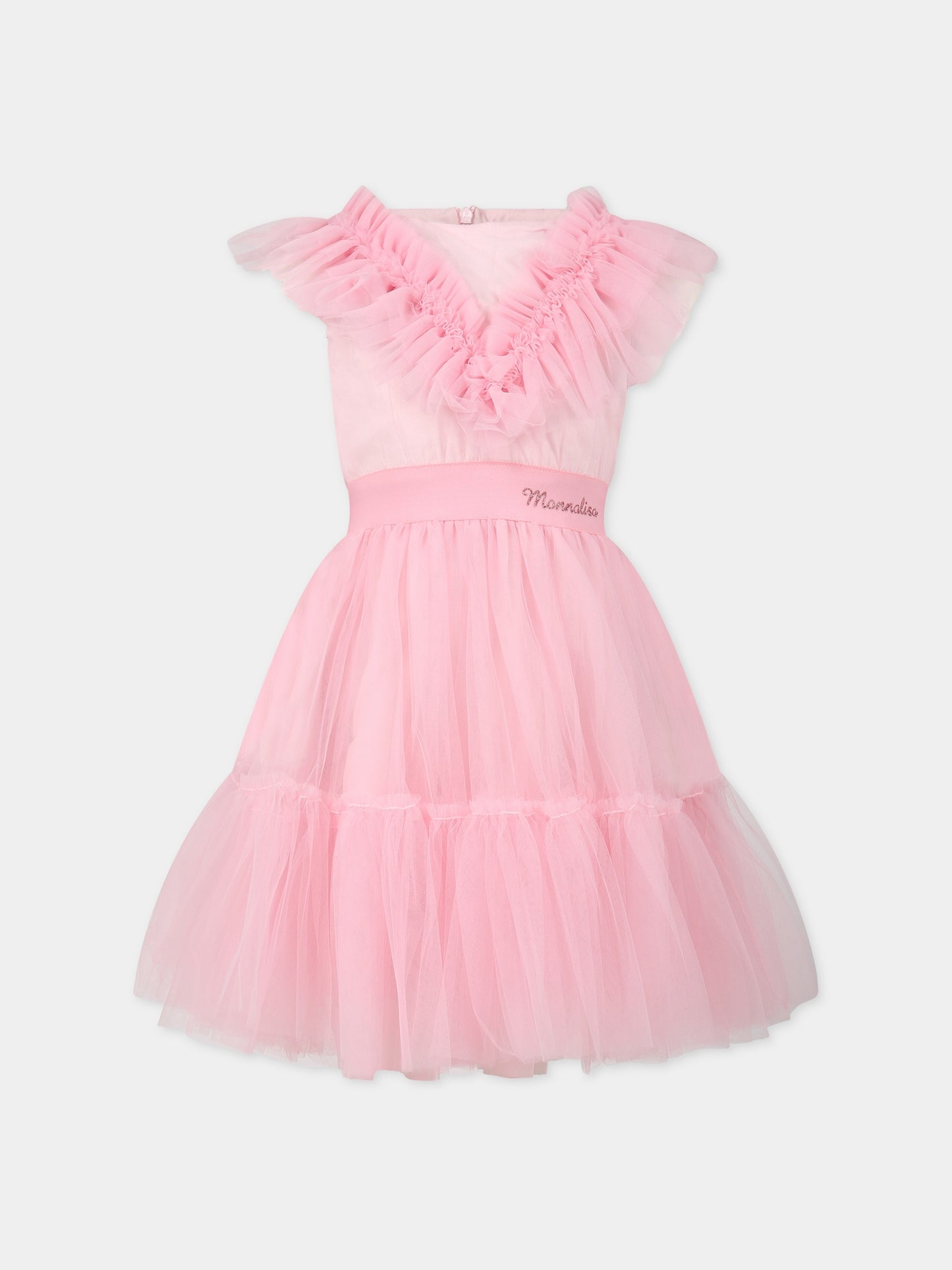Vestito rosa per bambina con logo,Monnalisa,17A904 T9945 0090