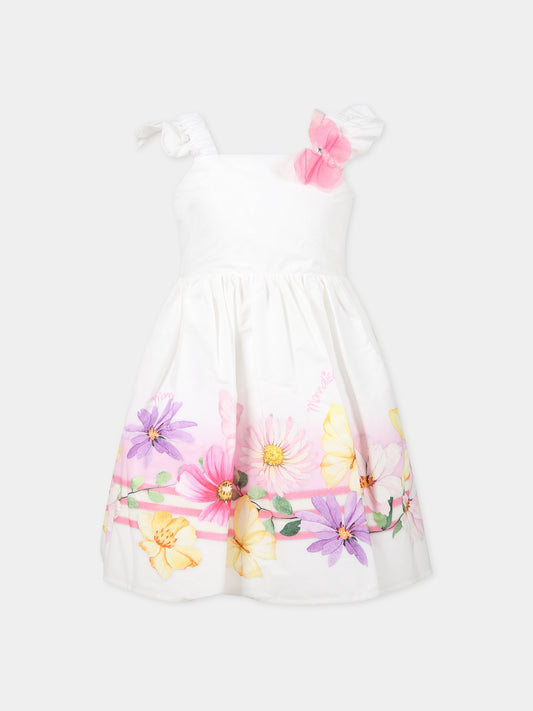 Vestito multicolor per bambina con stampa floreale,Monnalisa,11A913 1670B 9984