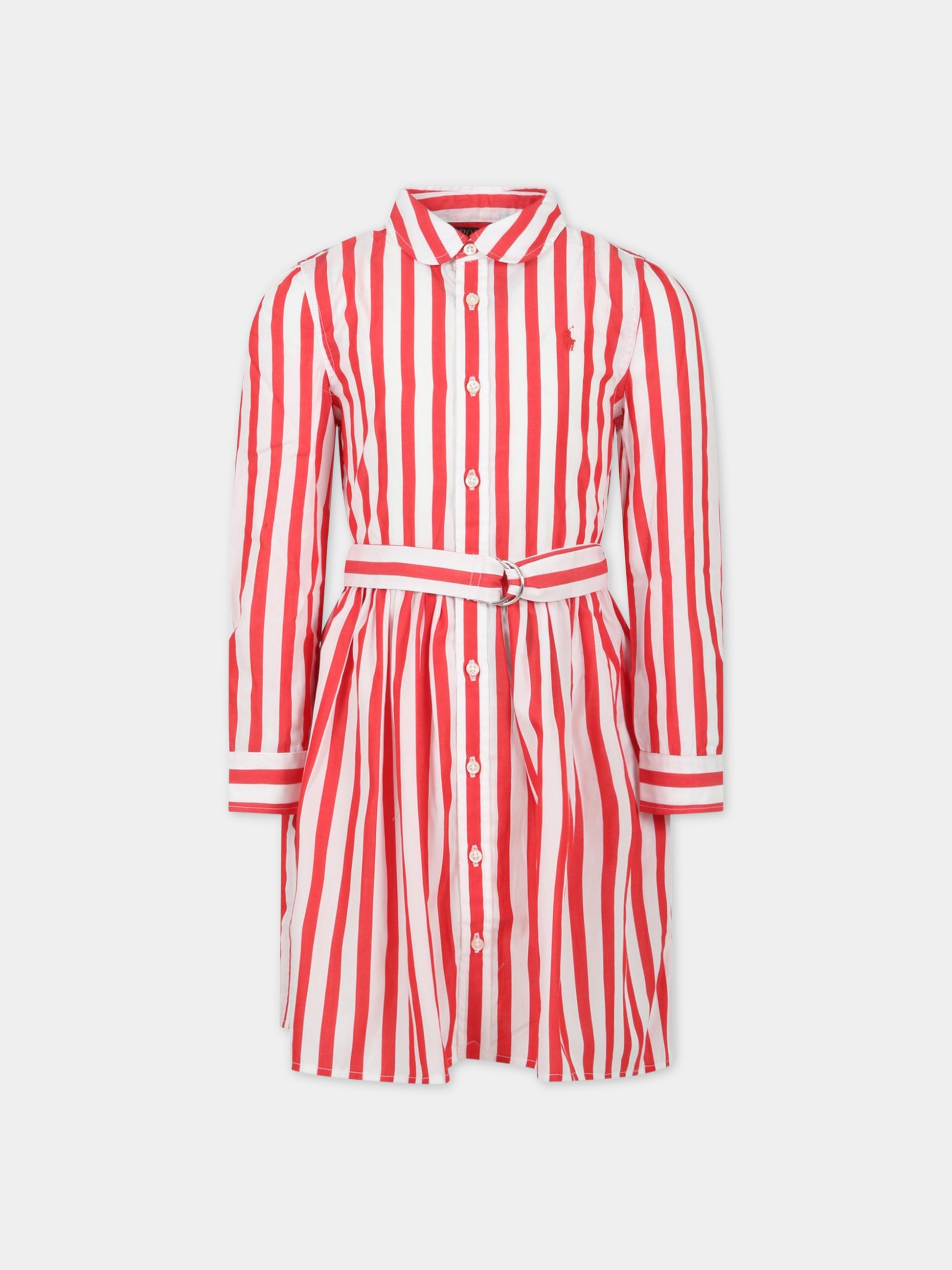 Vestito multicolor per bambina con cavallino rosso,Ralph Lauren Kids,901561001 860E