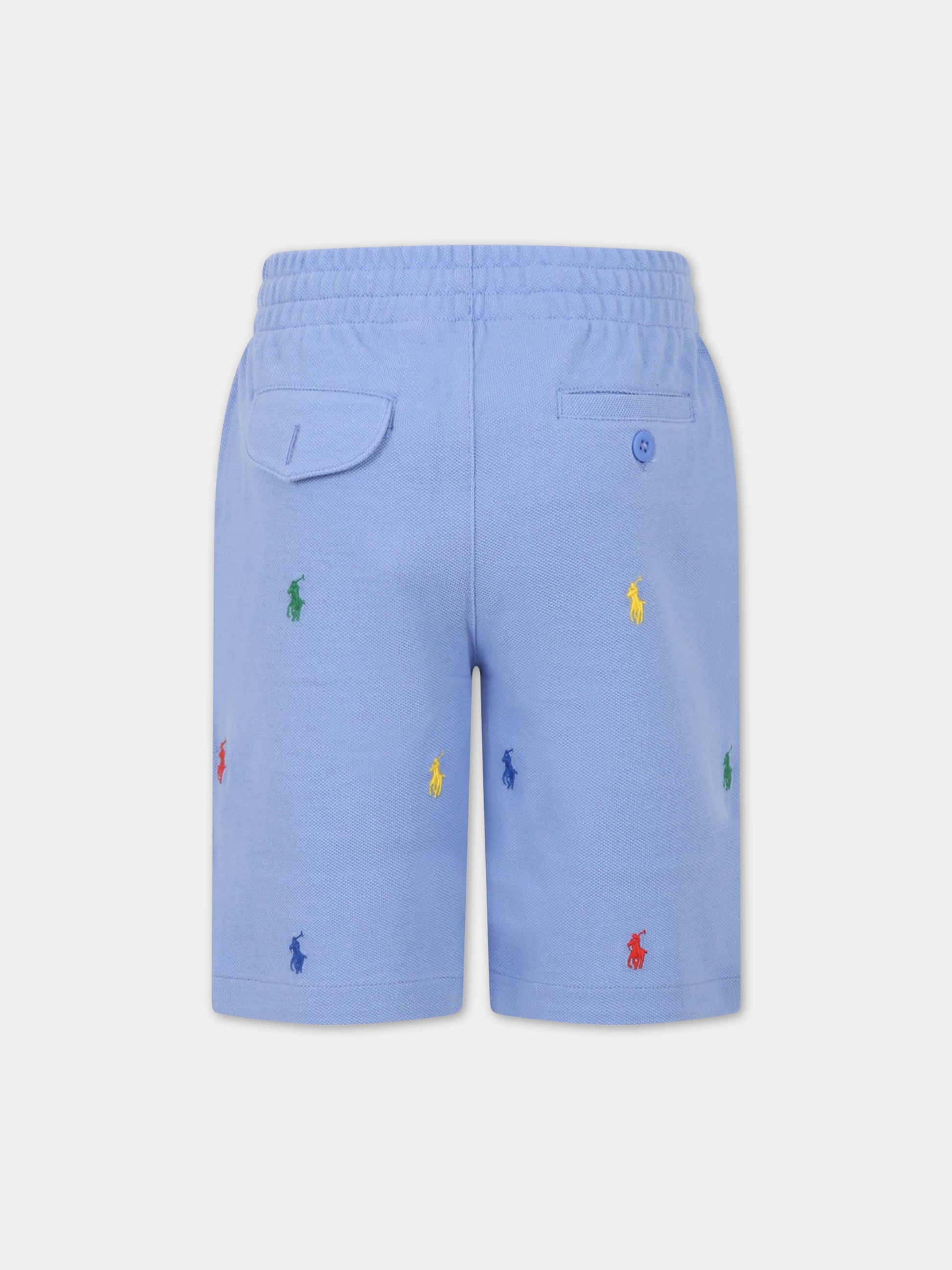 Bermuda celesti per bambino con cavallino all-over,Ralph Lauren Kids,844627004