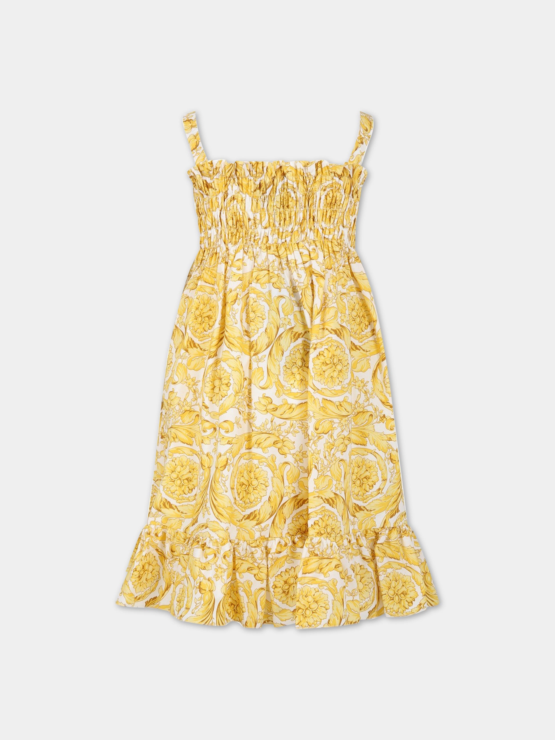 Vestito bianco per bambina con pattern Barocco,Versace,1000186 1A02460 5W050