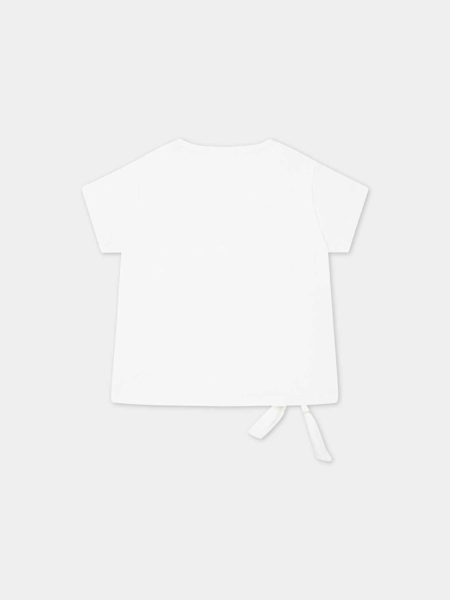 T-shirt bianca per neonata con loghi,Versace,1009113 1A06482 2W070