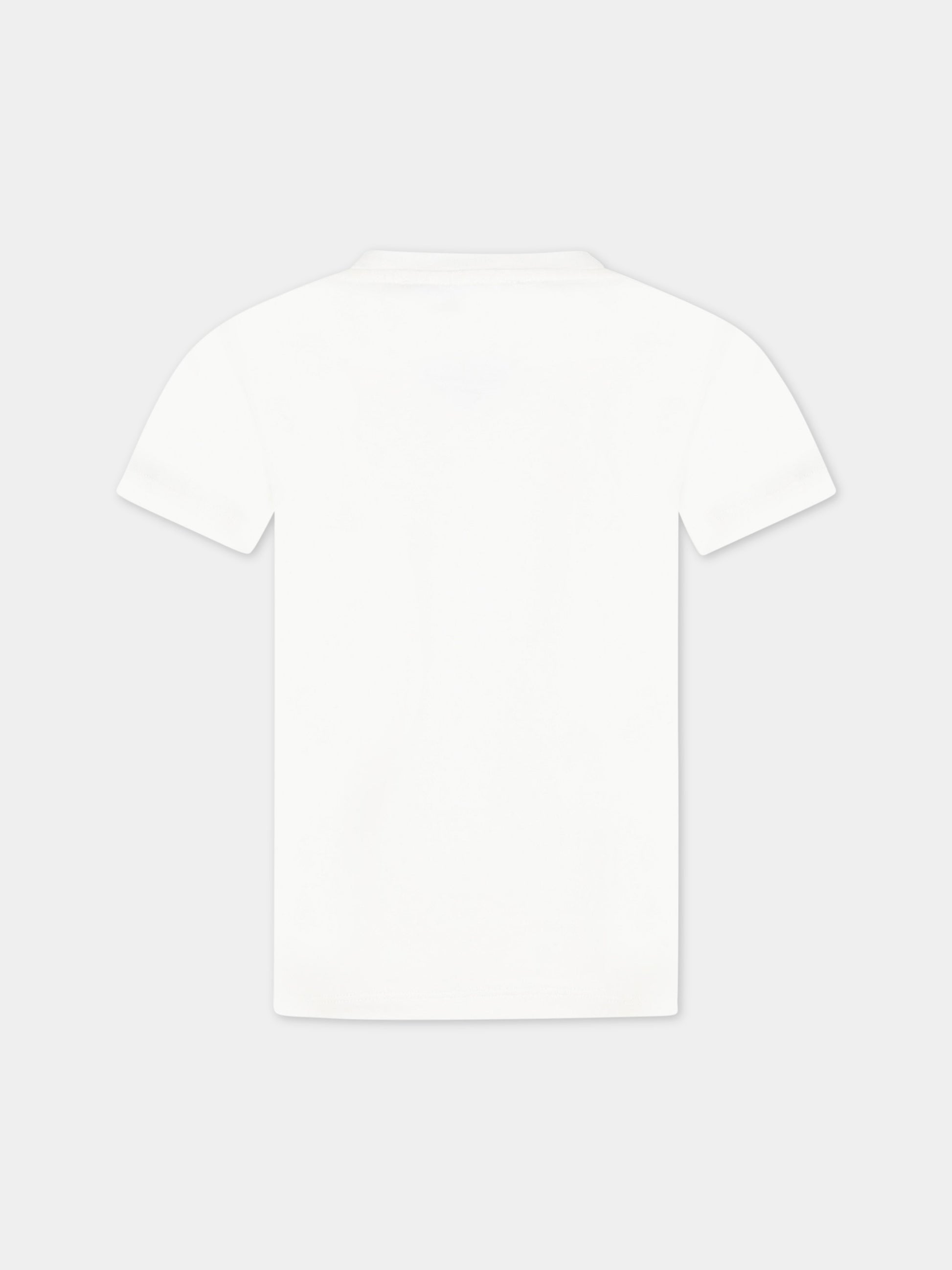 T-shirt bianca per bambino con logo nero,Versace,1000239 1A06516 6W790