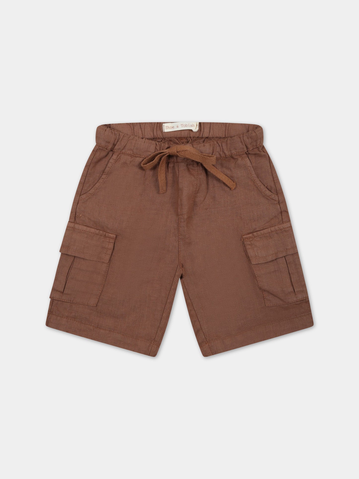 Bermuda marroni per neonato in lino,Zhoe & Tobiah,LIN4 358