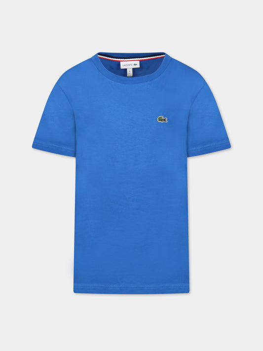 T-shirt blu per bambino con iconico coccodrillo,Lacoste,TJ1442 KXB