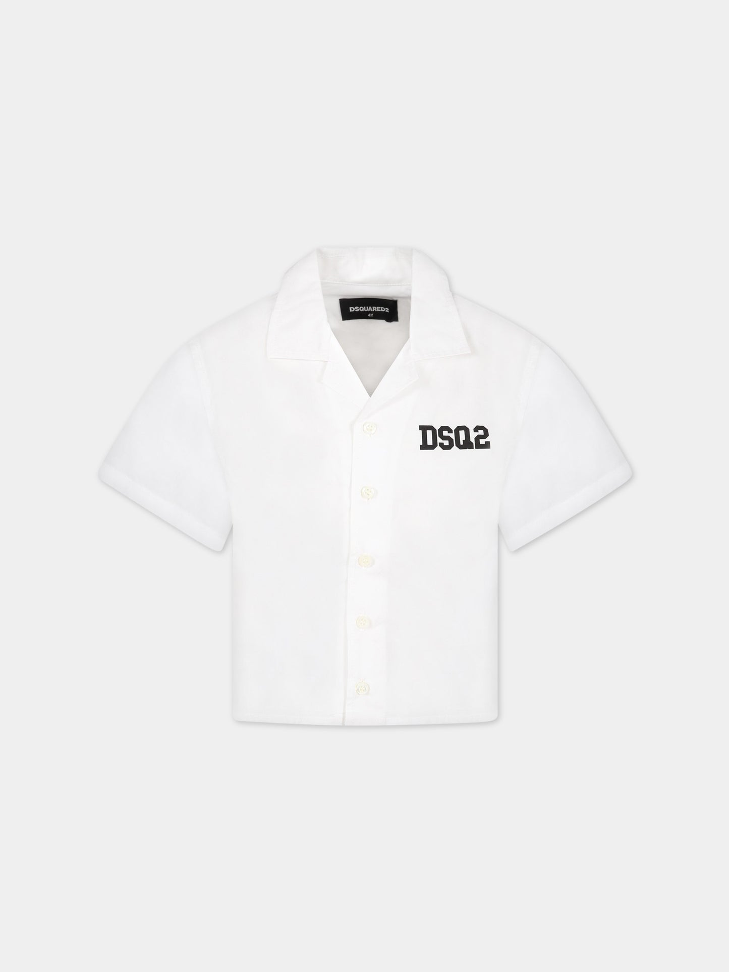 Camicia bianca per bambino con logo,Dsquared2,DQ1502 D007D DQ100