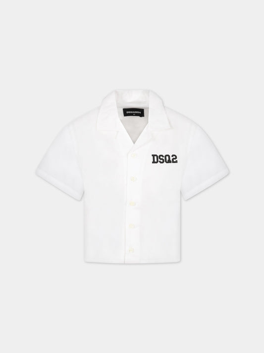 Camicia bianca per bambino con logo,Dsquared2,DQ1502 D007D DQ100