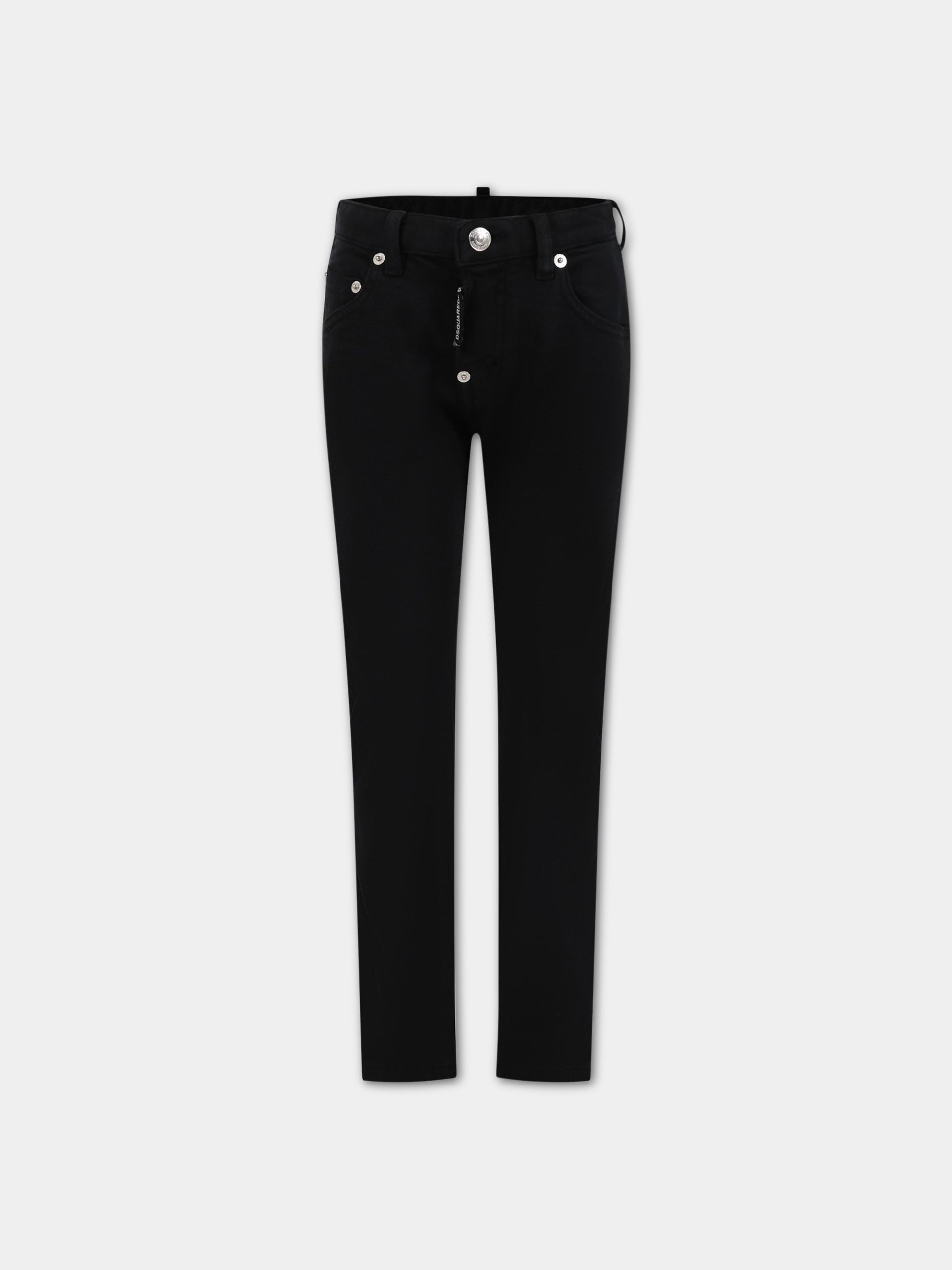 Jeans nero per bambino con patch logato,Dsquared2,DQ1761 D0A4E DQ900