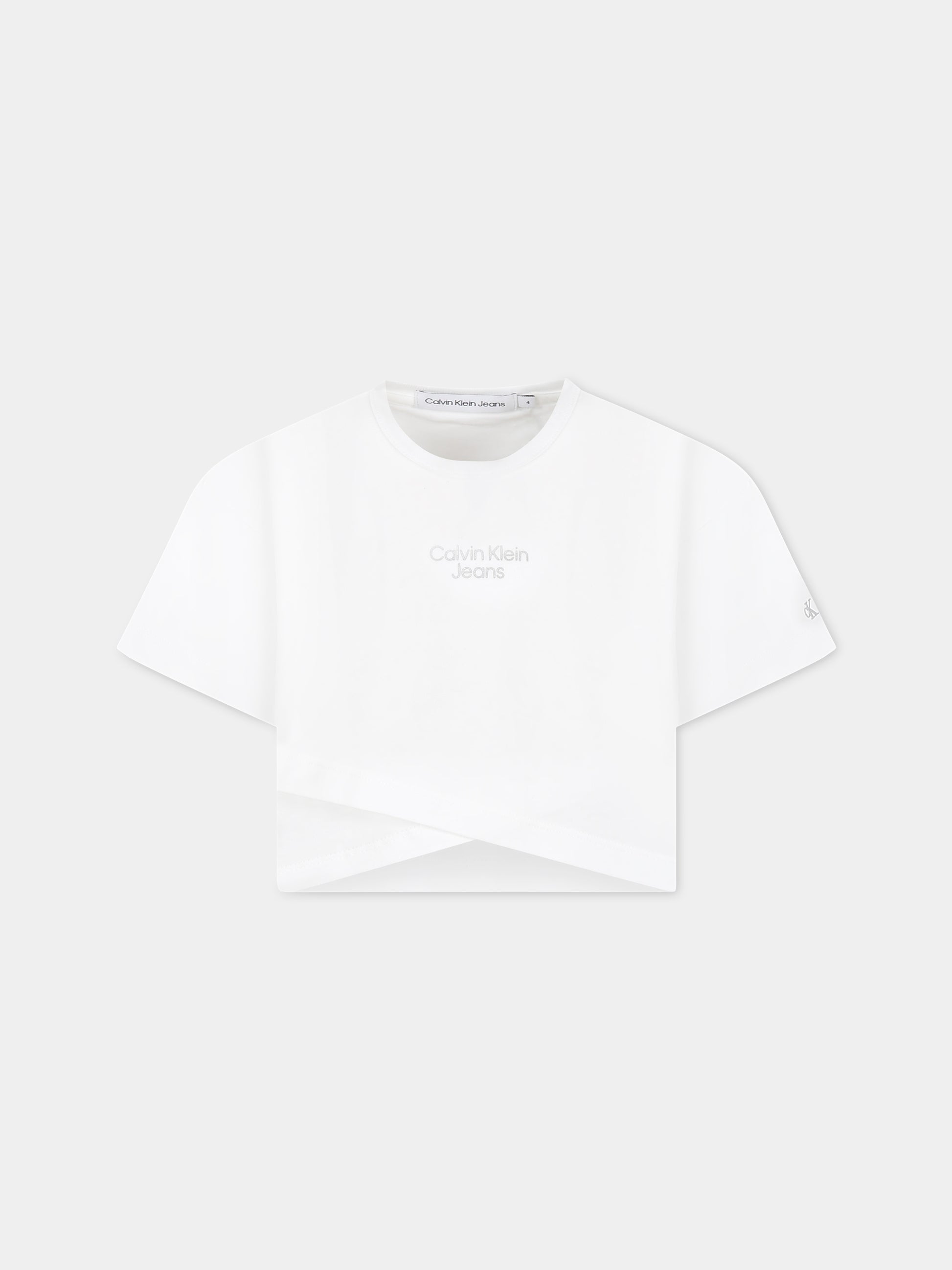 T-shirt bianco per bambina con logo,Calvin Klein Kids,CKIG0IG01938 IG0IG01938 YAF
