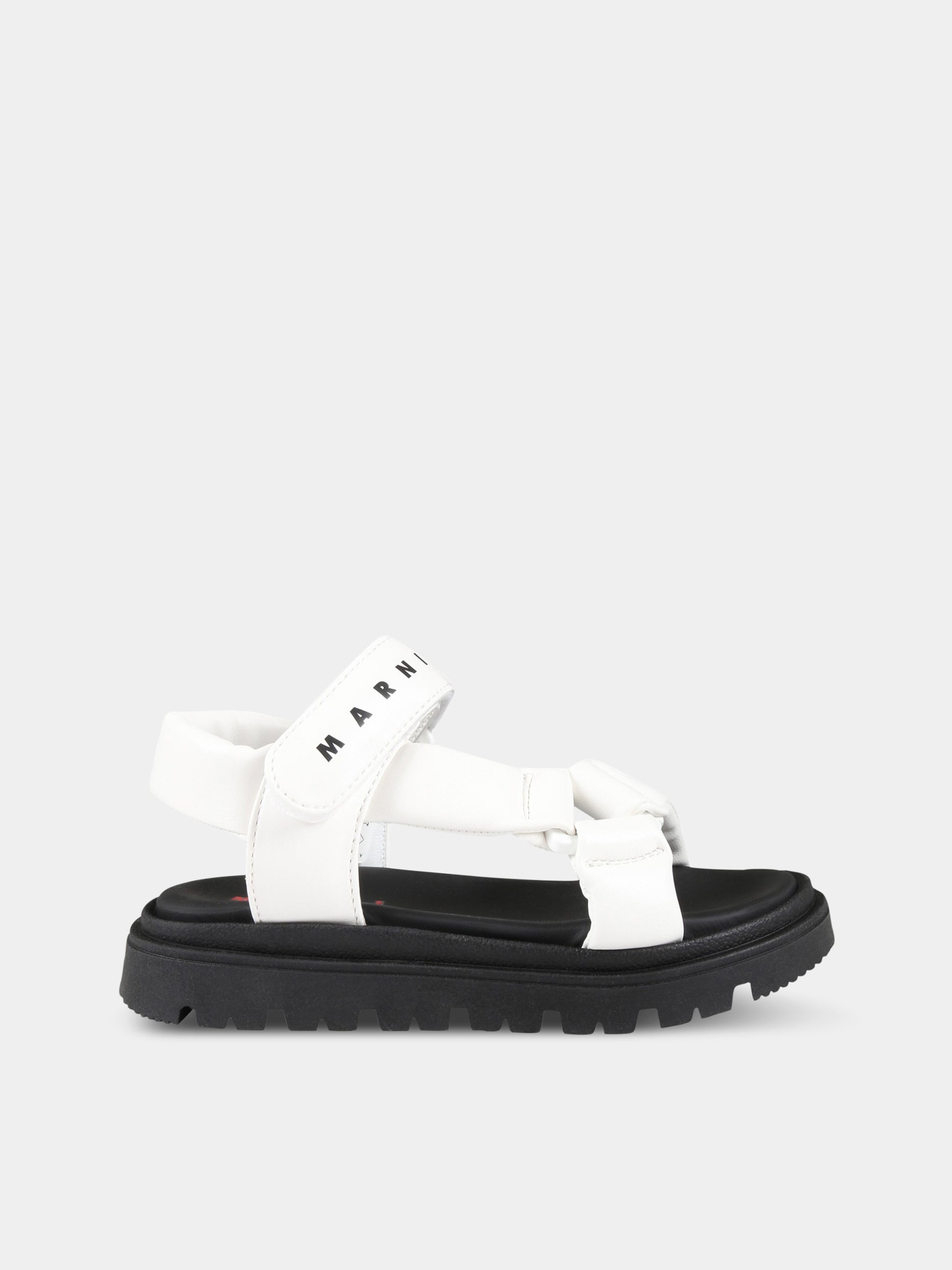 Sandali bianchi e neri per bambina con logo nero,Marni Kids,73461 3