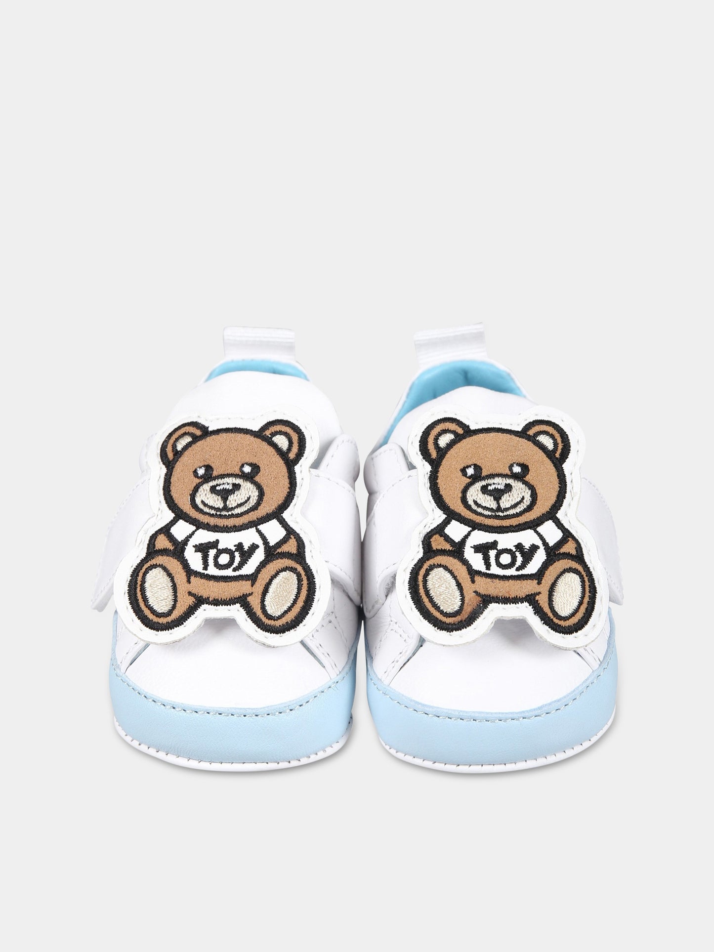 Sneakers bianche per neonato con logo e Teddy Bear,Moschino Kids,74270 2