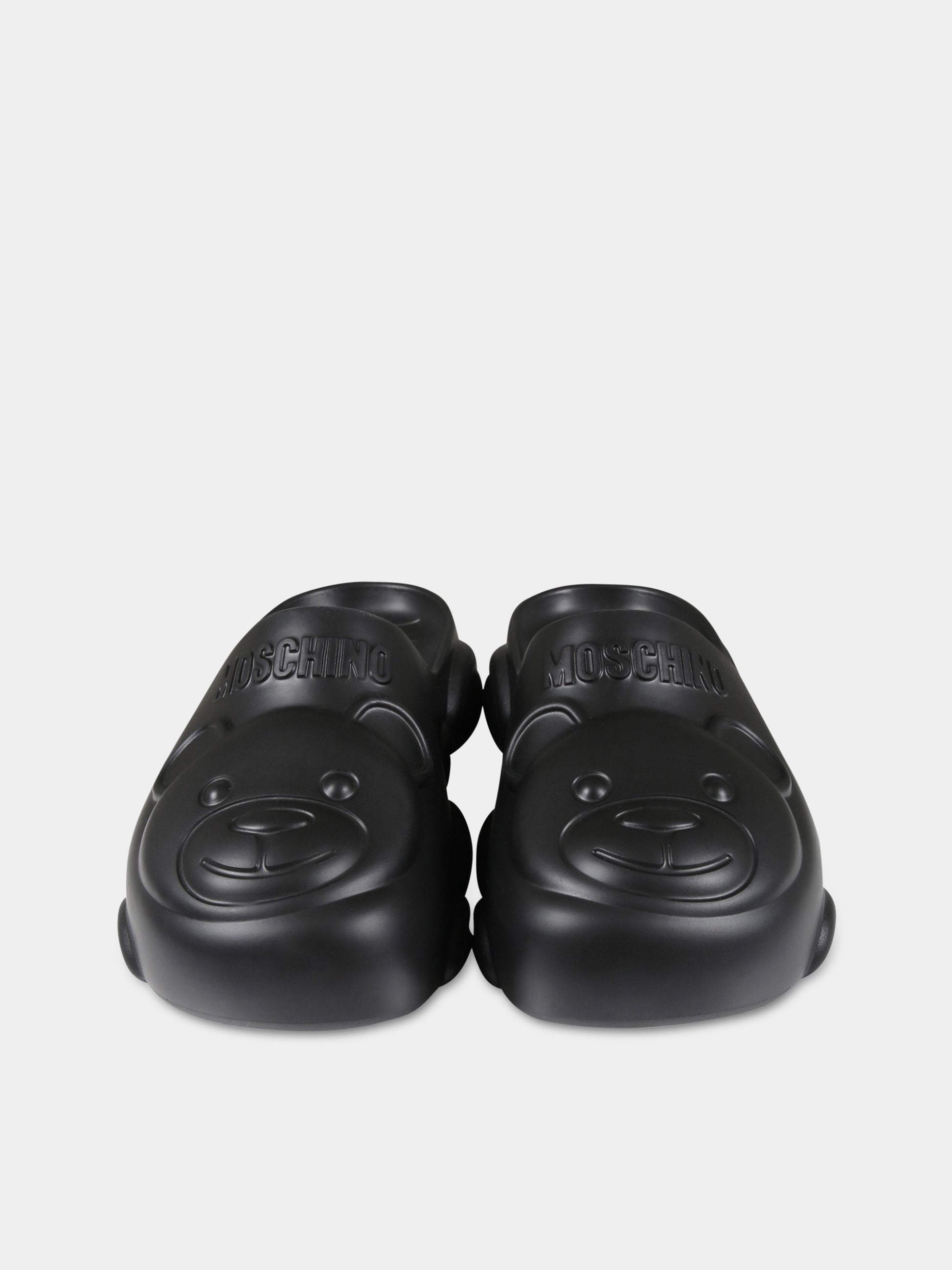 Sandali neri per bambini con logo e Teddy Bear,Moschino Kids,74496 1