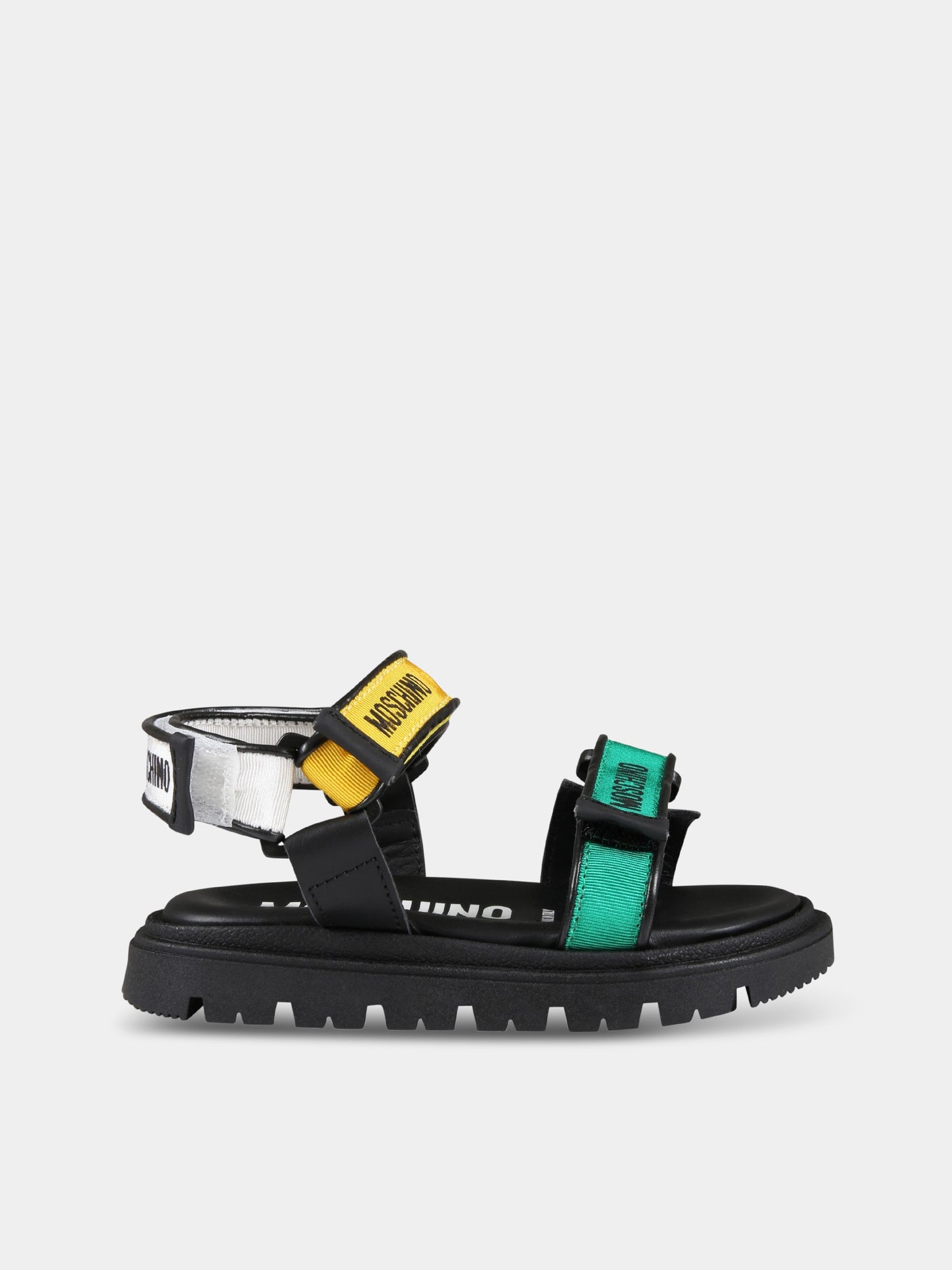 Sandali neri per bambino con logo,Moschino Kids,74303 1