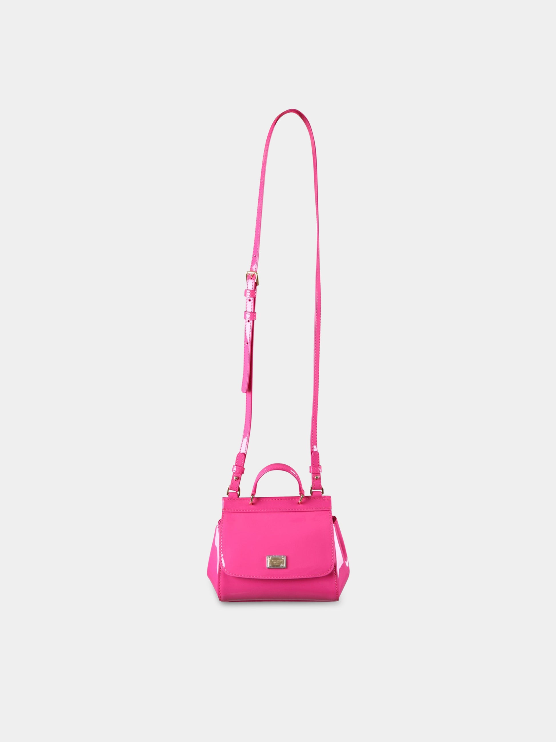 Borsa fucsia Sicily per bambina con logo,Dolce & Gabbana Kids,EB0003 A1067 80411