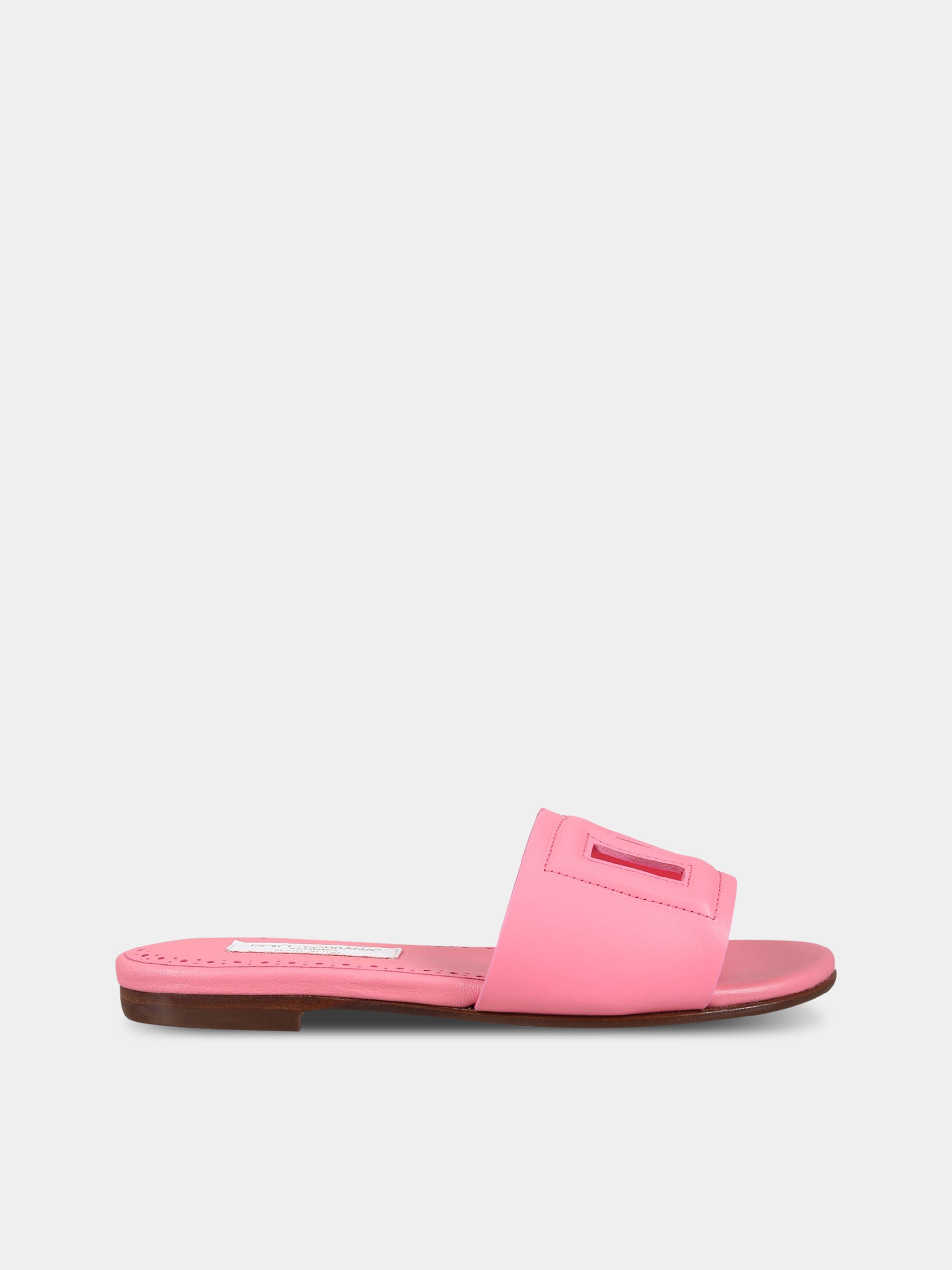 Sandali rosa per bambina con logo,Dolce & Gabbana Kids,D11032 A1735 87141