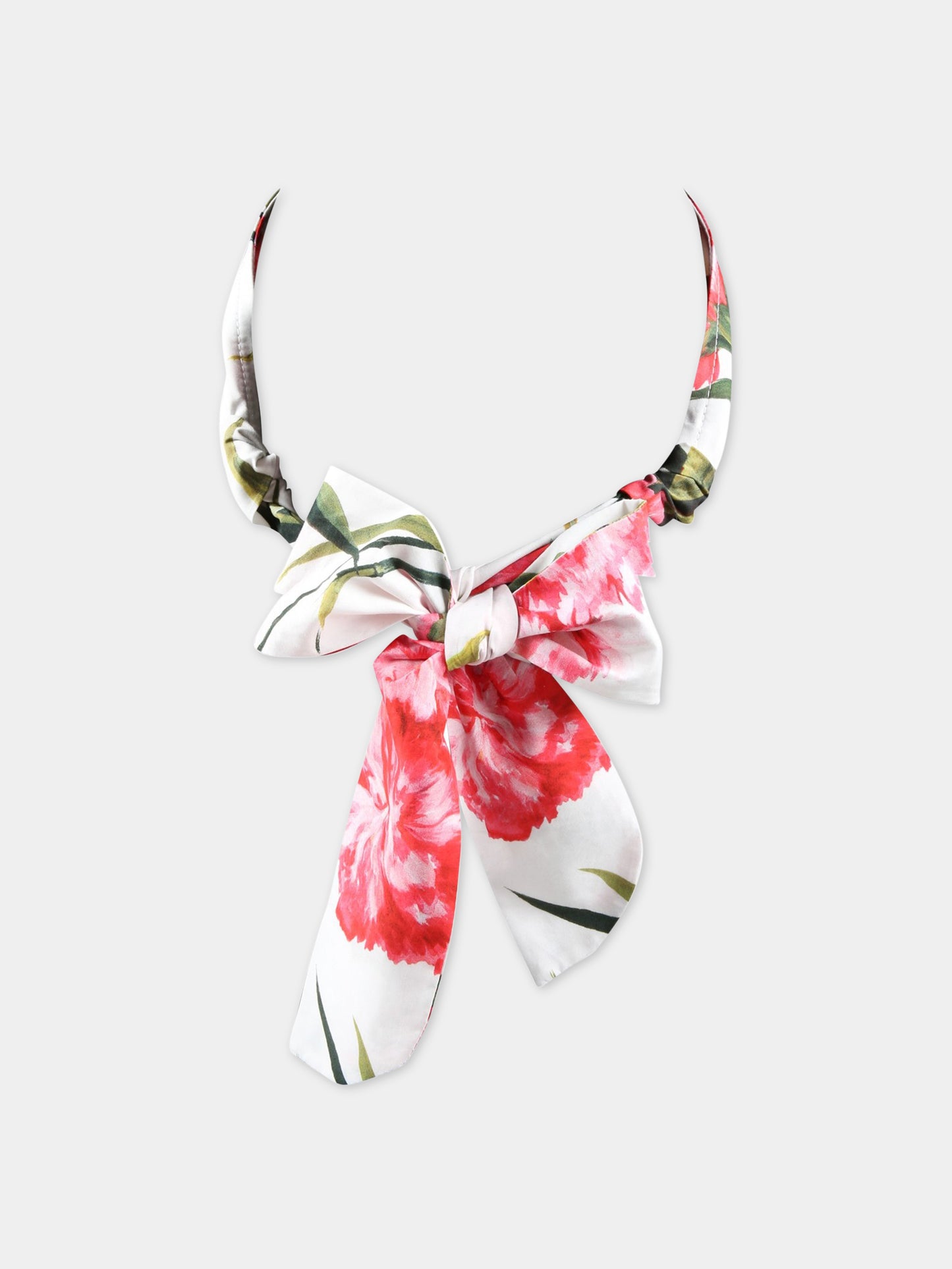 Fascia bianca per capelli per bambina con garofani rosa,Dolce & Gabbana Kids,LB3L26 HS5O0 HA3VL