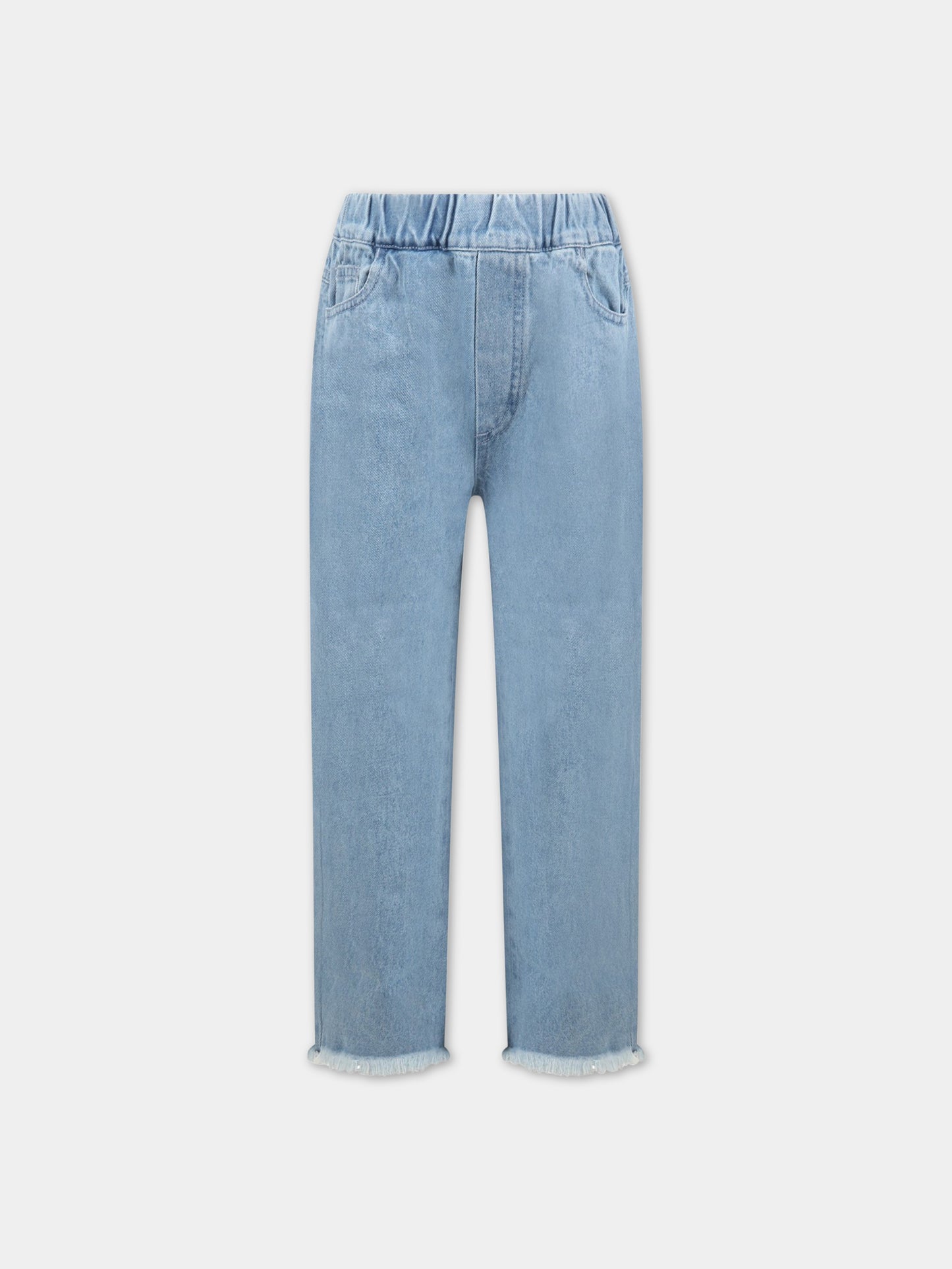 Jeans celesti per bambina con patch logato,Marques Almeida,SS23CORETR0170DNM BABY BLUE