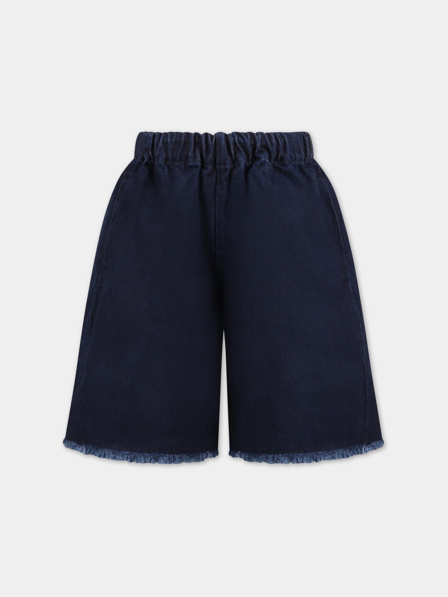 Shorts blu per bambina con patch logato,Marques Almeida,SS23CORETR0171DNM NAVY