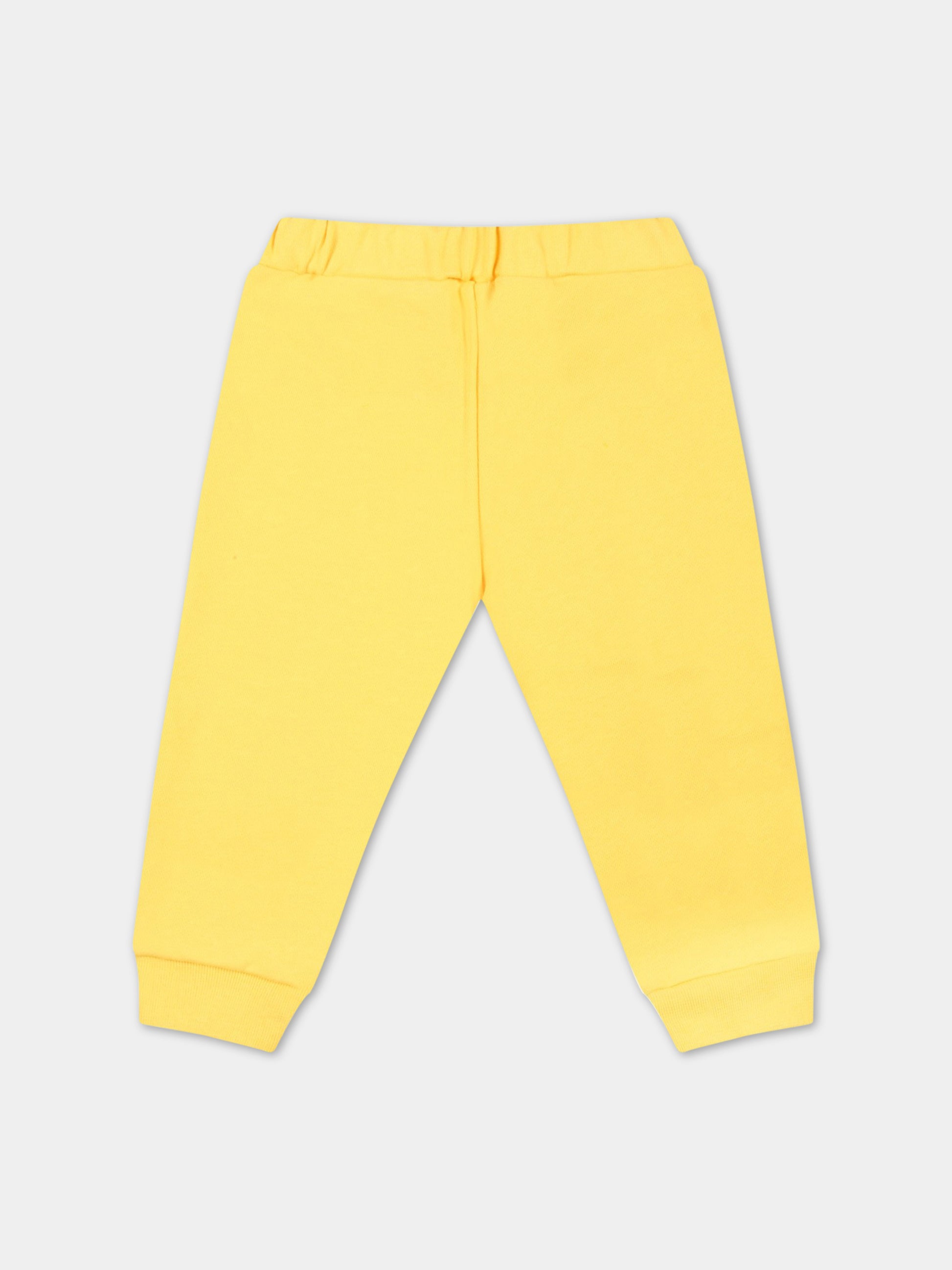 Pantaloni gialli da tuta per neonati con logo bianco,Fendi Kids,BUF070 5V0 F08HW