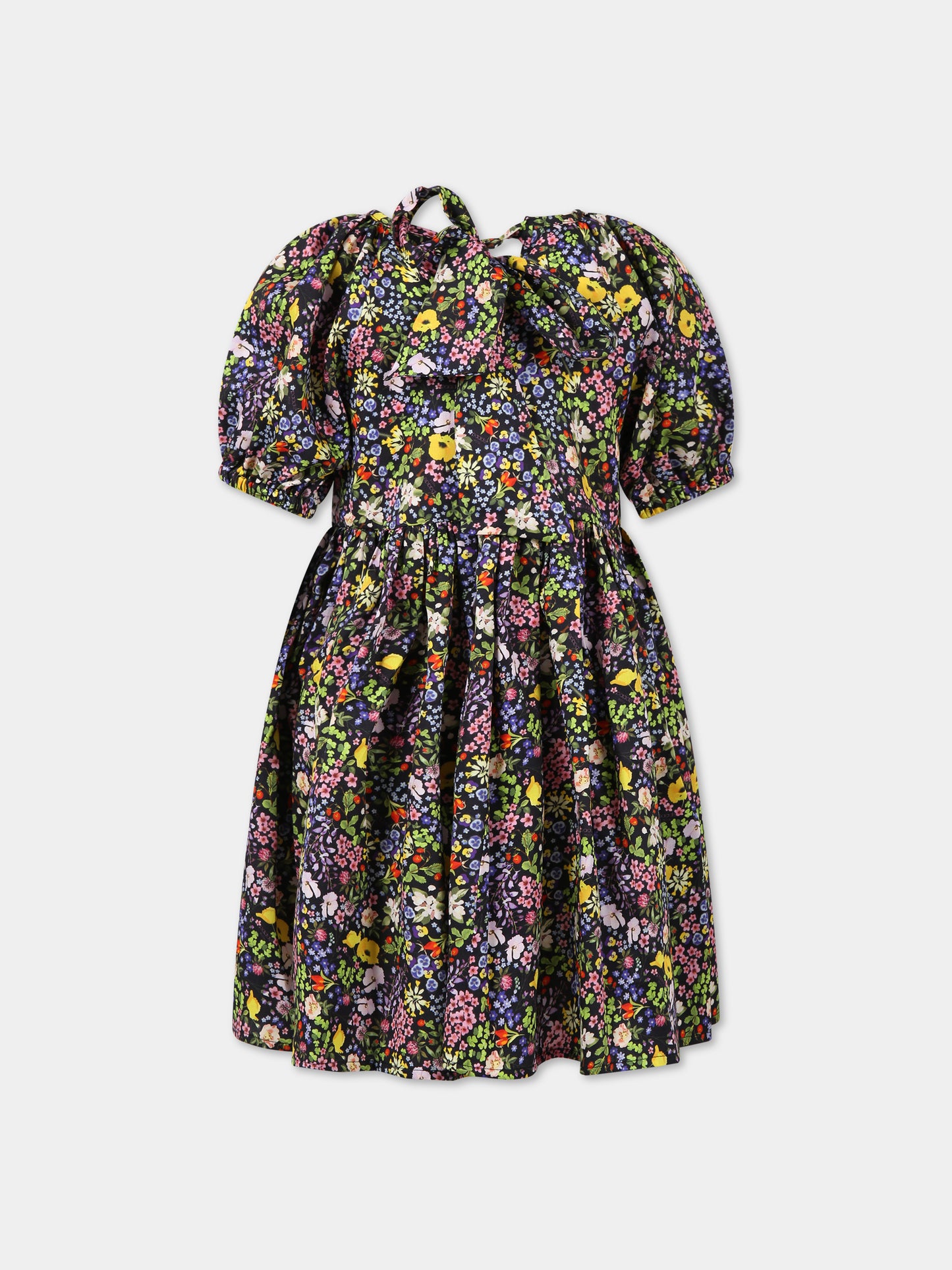 Vestito multicolor per bambina con stampa floreale e logo,Paade Mode,232500528