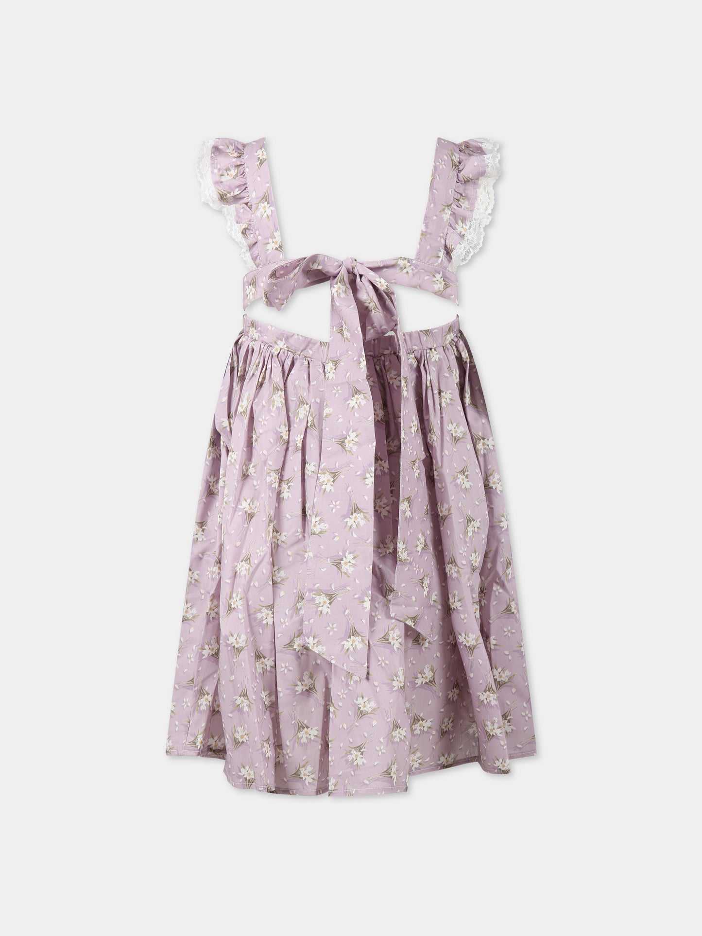 Vestito viola per bambina con stampa floreale,Paade Mode,232104420