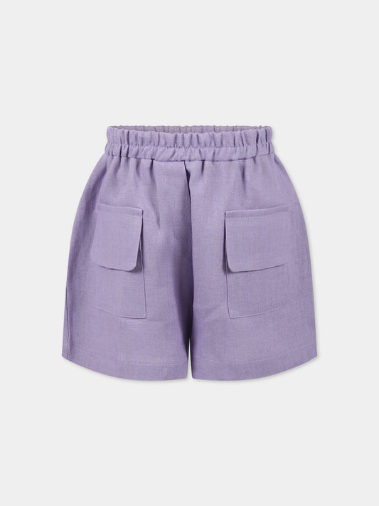 Shorts viola per bambina,Paade Mode,232170214