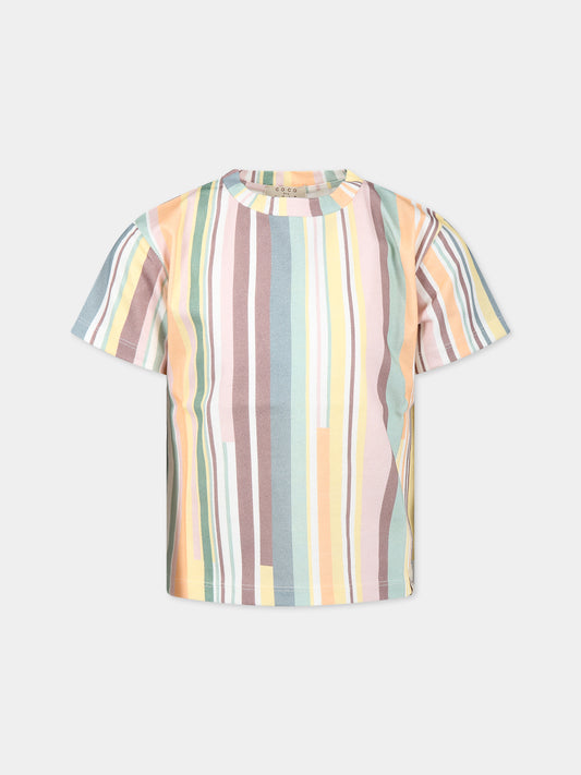 T-shirt multicolor per bambina con logo,Coco Au Lait,14COCO1056