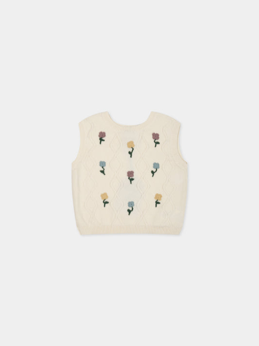 Gilet bianco per bambina con fiori,Coco Au Lait,14COCO11621