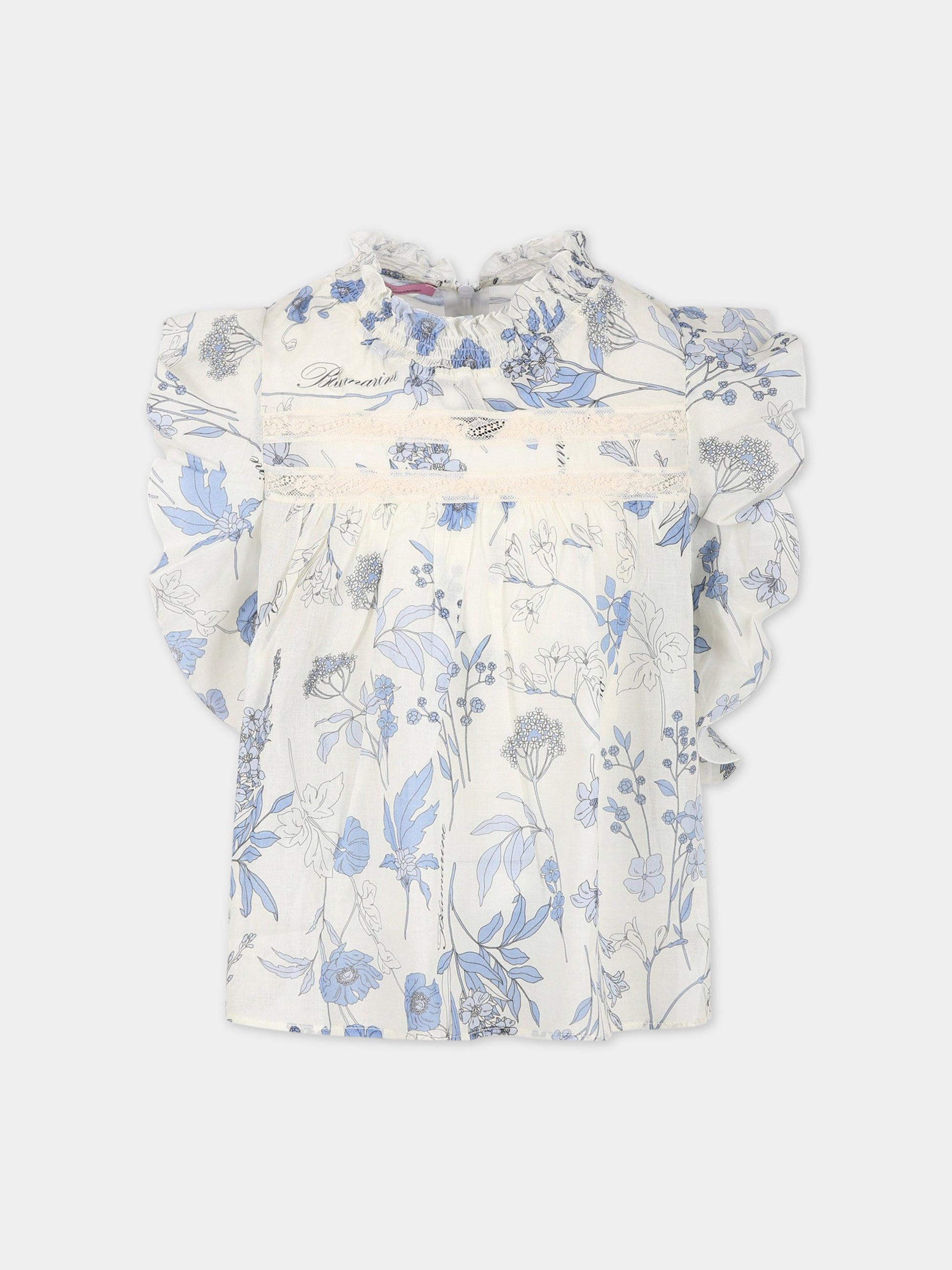 T-shirt bianca per bambina con logo,Blumarine Baby,IA3076T2523 Q9210