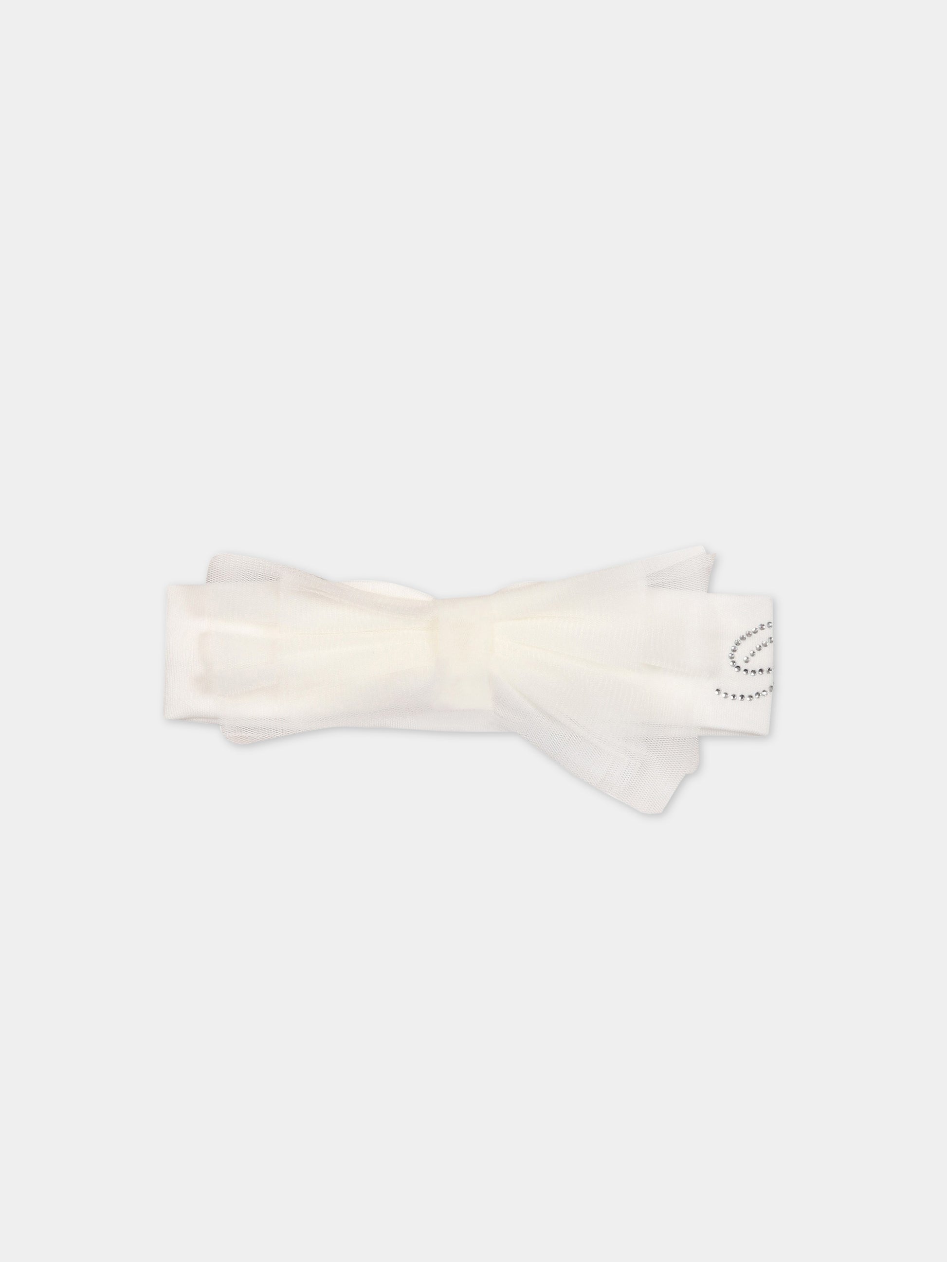 Cerchietto bianco per neonata con logo,Blumarine Baby,IA3124J6050 10602