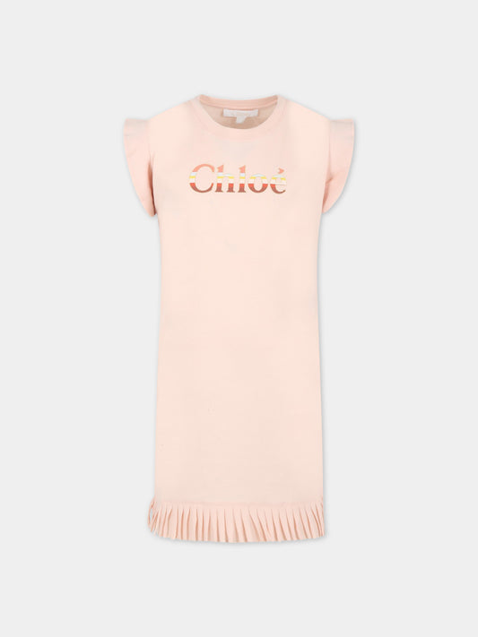 Vestito rosa per bambina con logo,Chloé Kids,C12907 45K