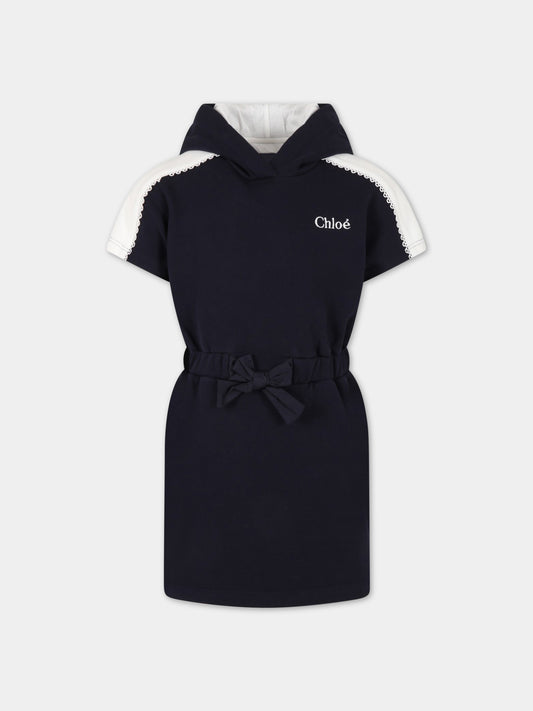 Vestito blu per bambina con logo,Chloé Kids,C12925 859