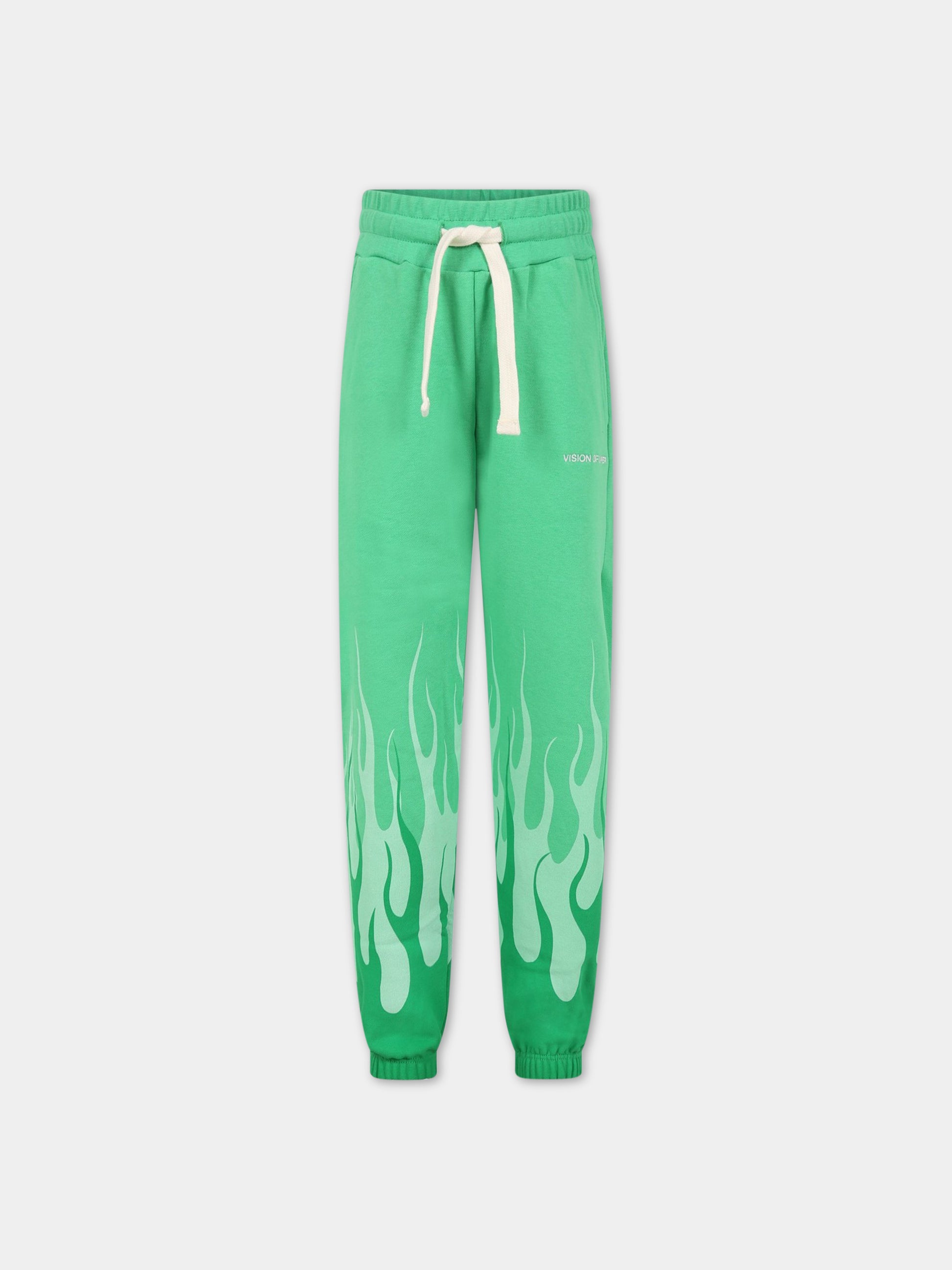 Pantalone casual verde per bambino con logo,Vision Of Super,PFV3103J VERDE