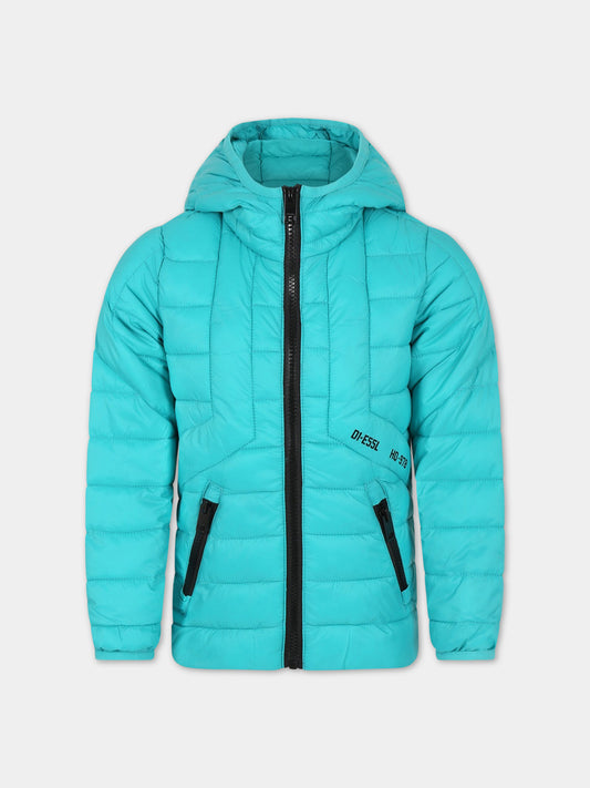Piumino celeste per bambino con logo,Diesel,J00223 KXBBF K50K