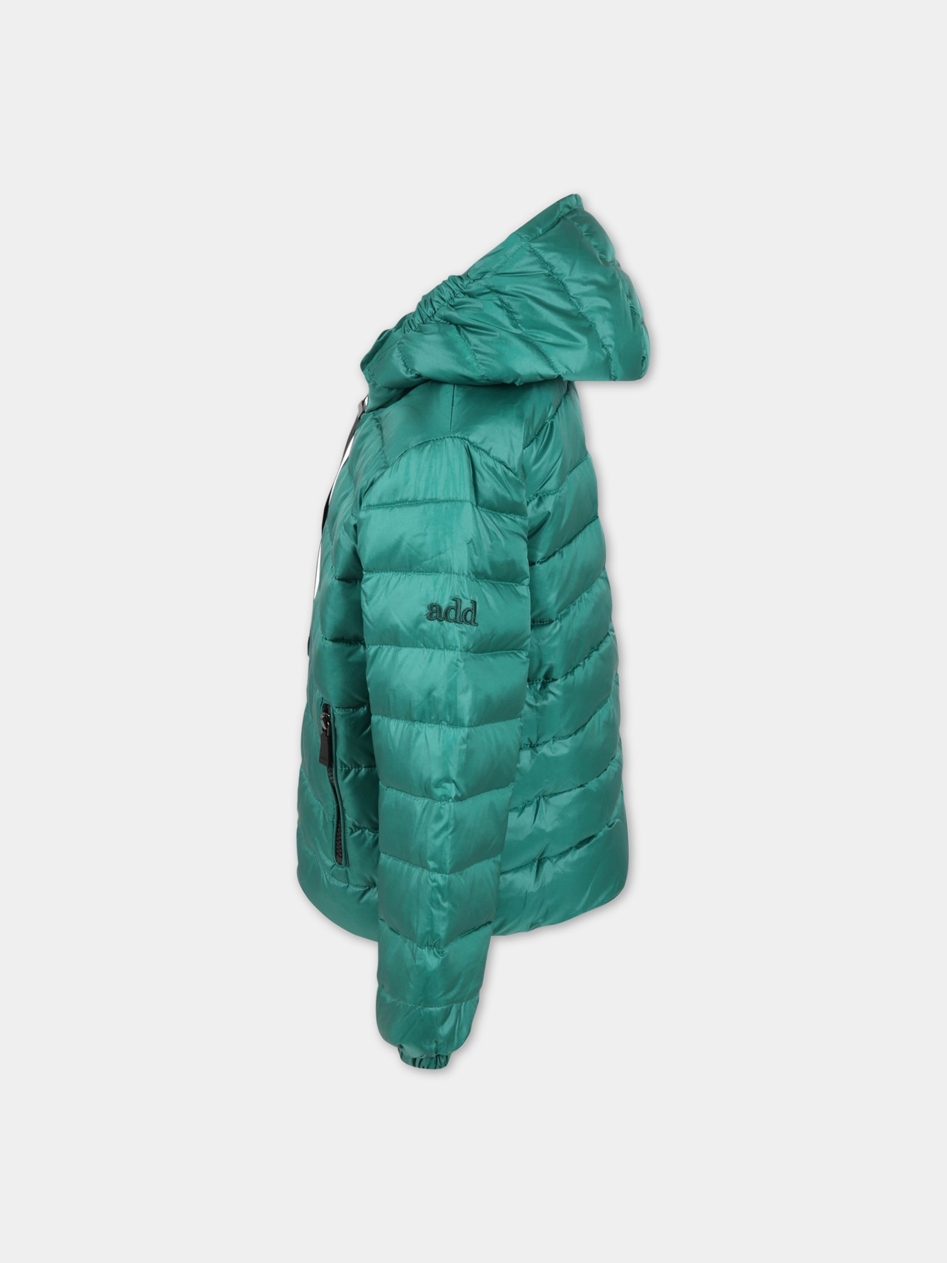 Piumino verde per bambino con logo,Add,ADMGB003 YA278 1010